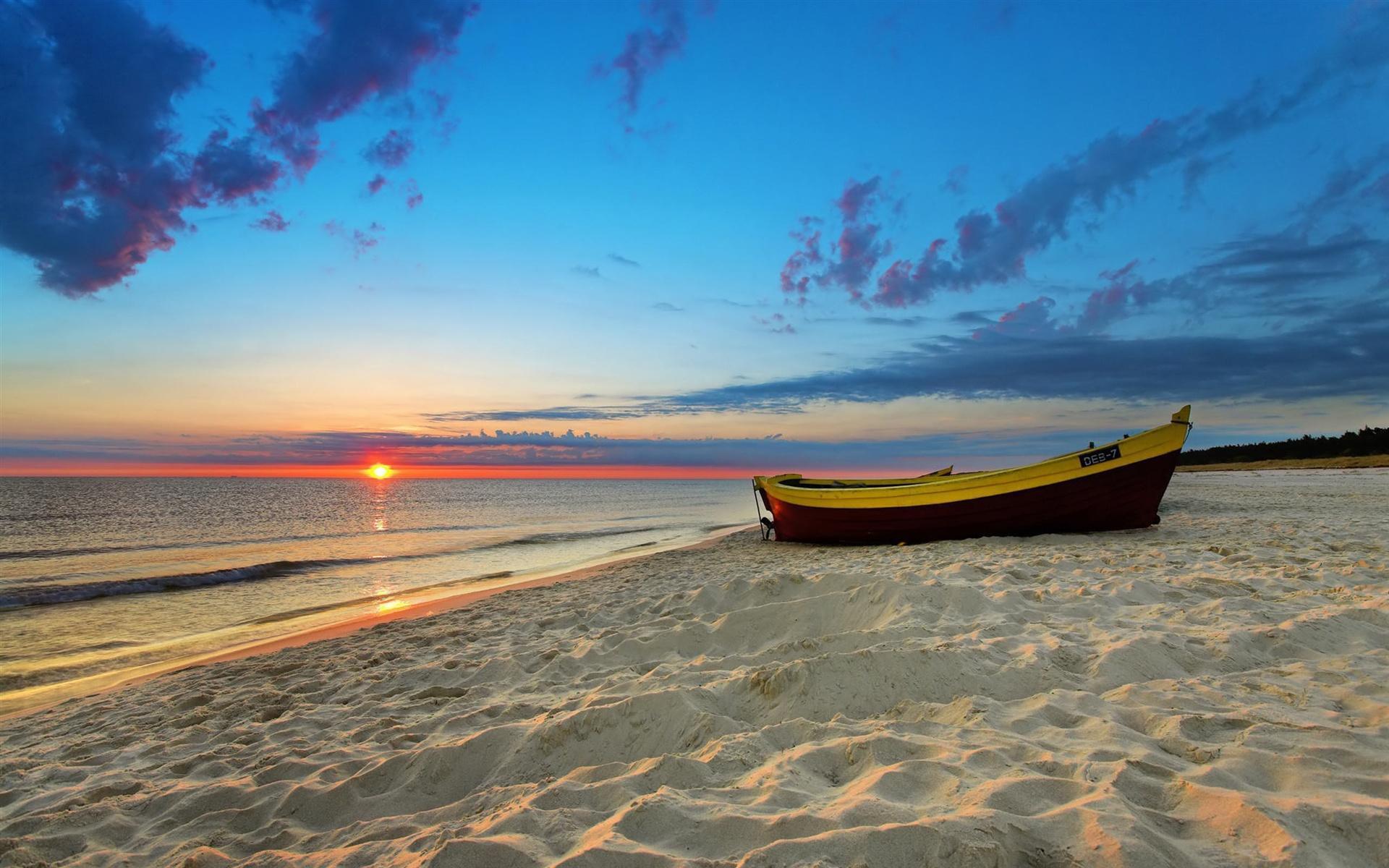 Sun, beach and boat HD wallpaper 1920x1200 HD wallpaper desktop