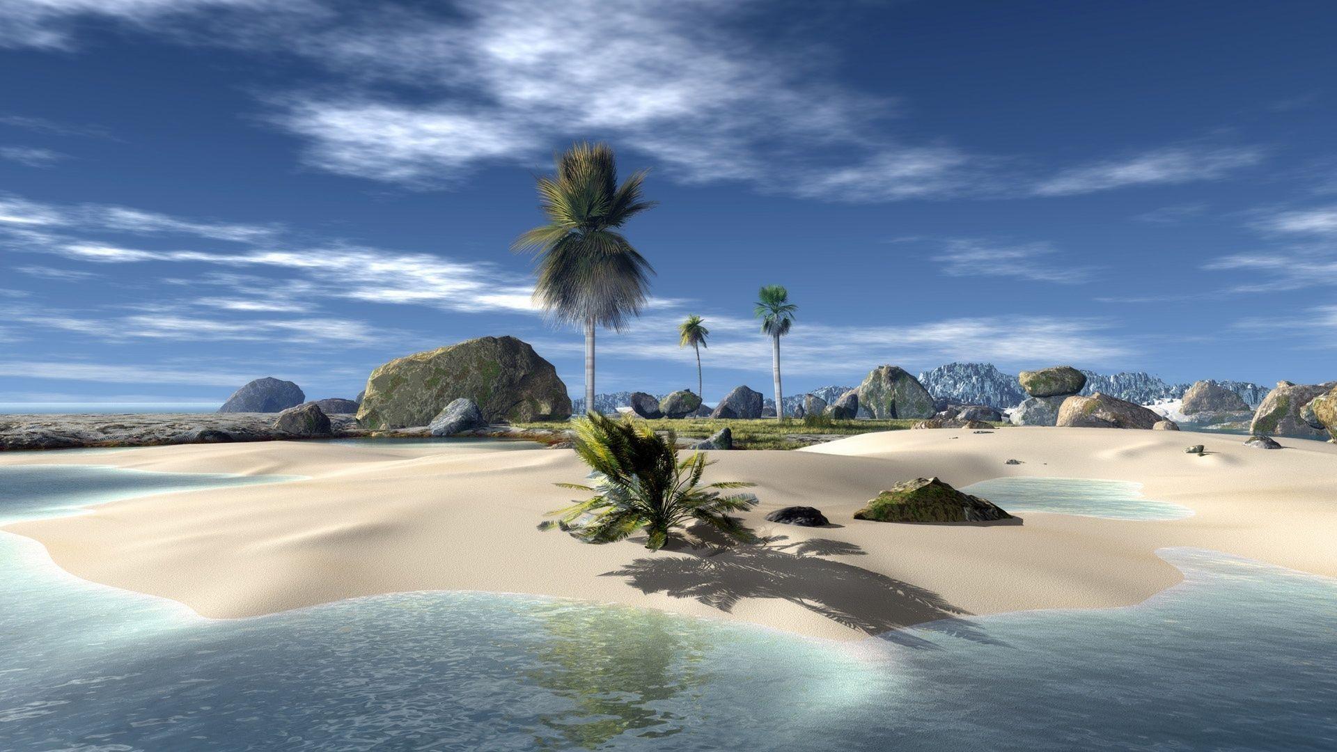 Free 3D Paradise Beach Wallpaper. Free HD 3D Desktop Wallpaper