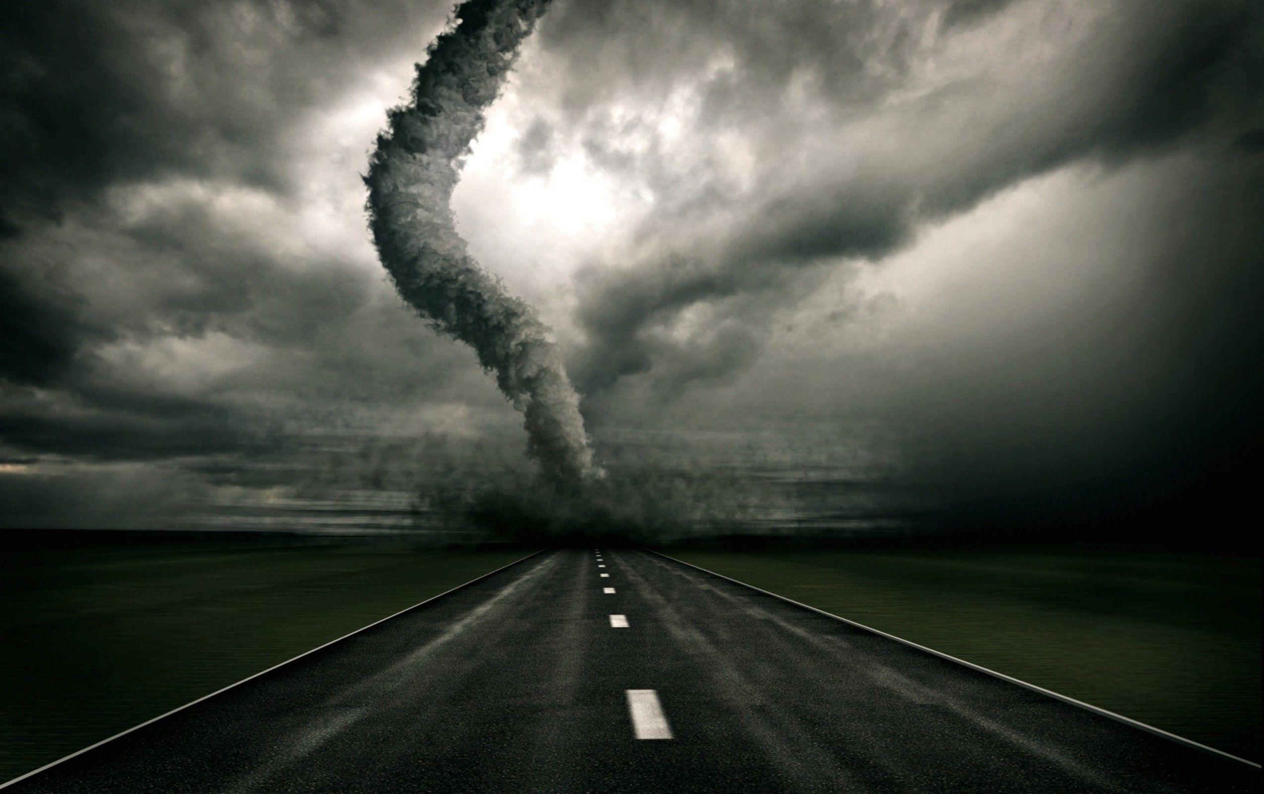 Tornado Storm on Highway Wallpaper and