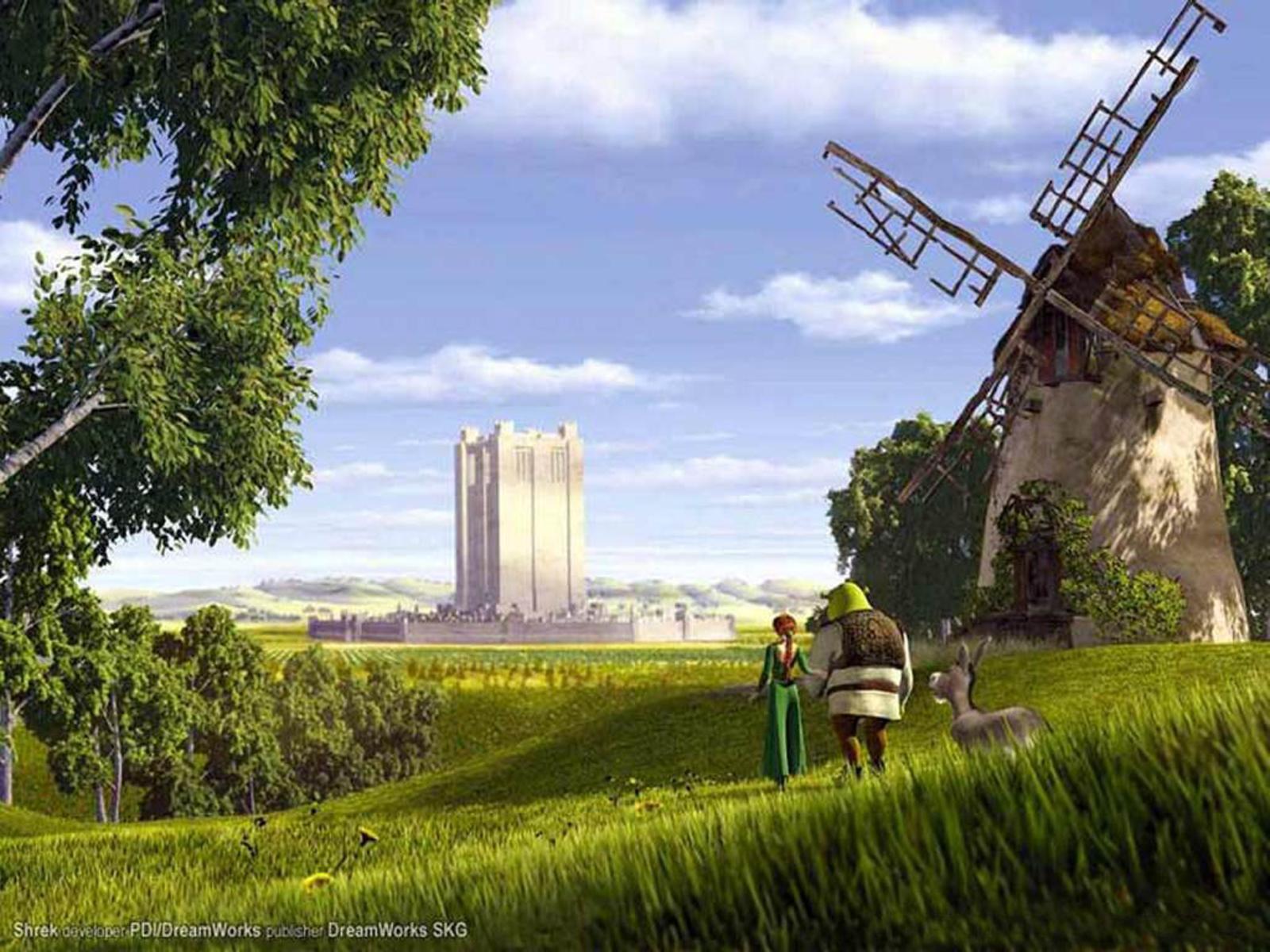 Shrek cartoon scenery free desktop background wallpaper image