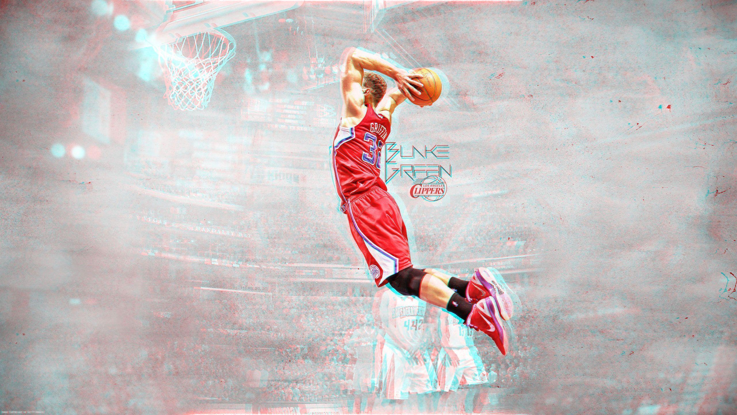 Blake Griffin Dunk 3D Wallpaper. Basketball Wallpaper at
