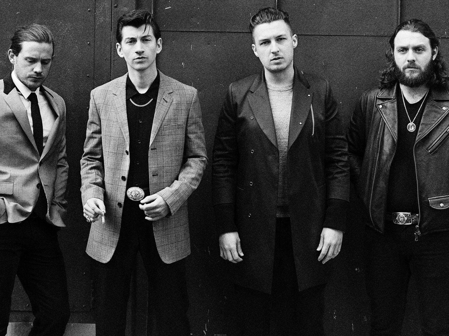 black and white wallpaper of Arctic Monkeys