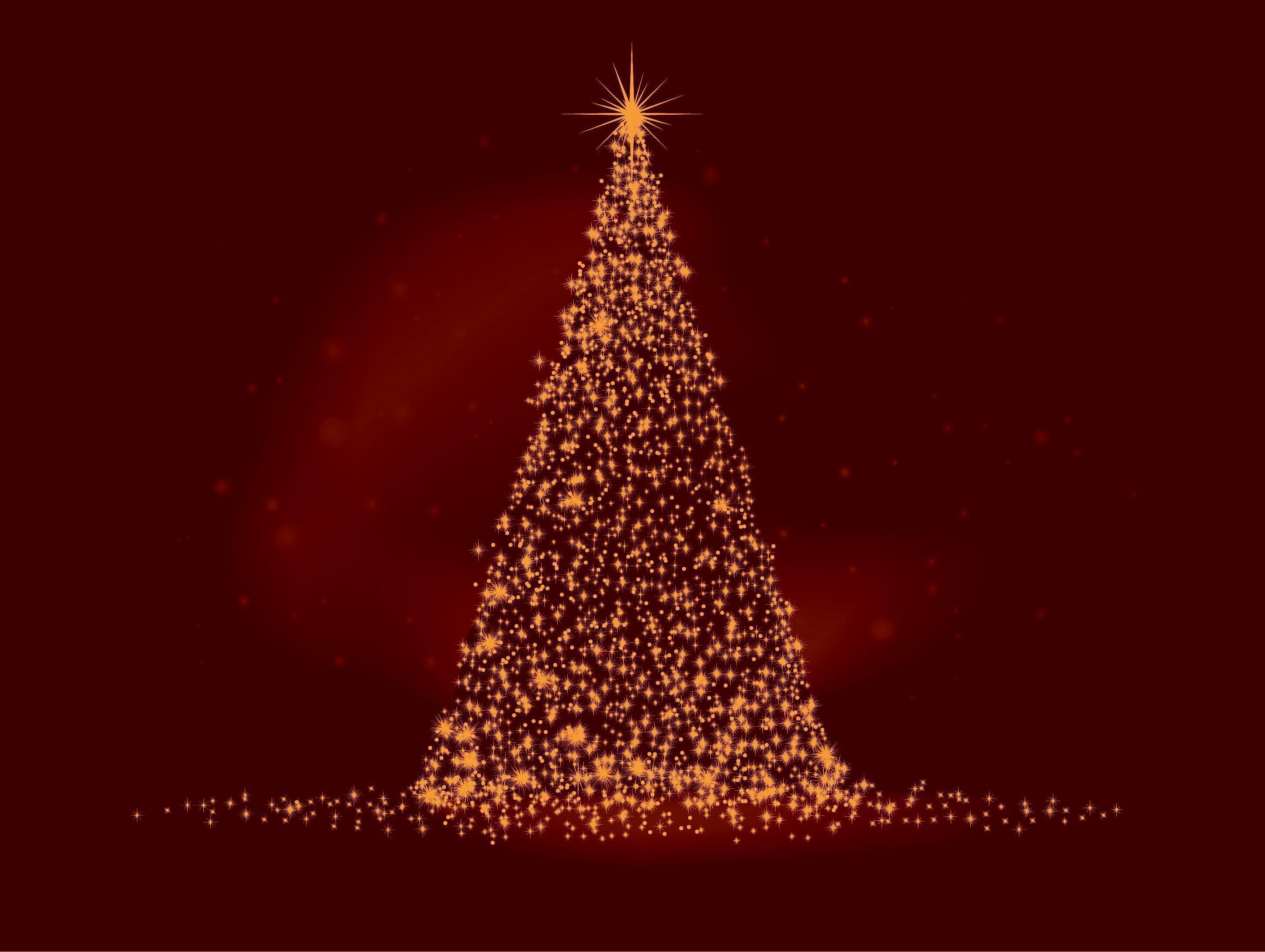 Happy Holidays! Red Background Light Tree HD wallpaper #