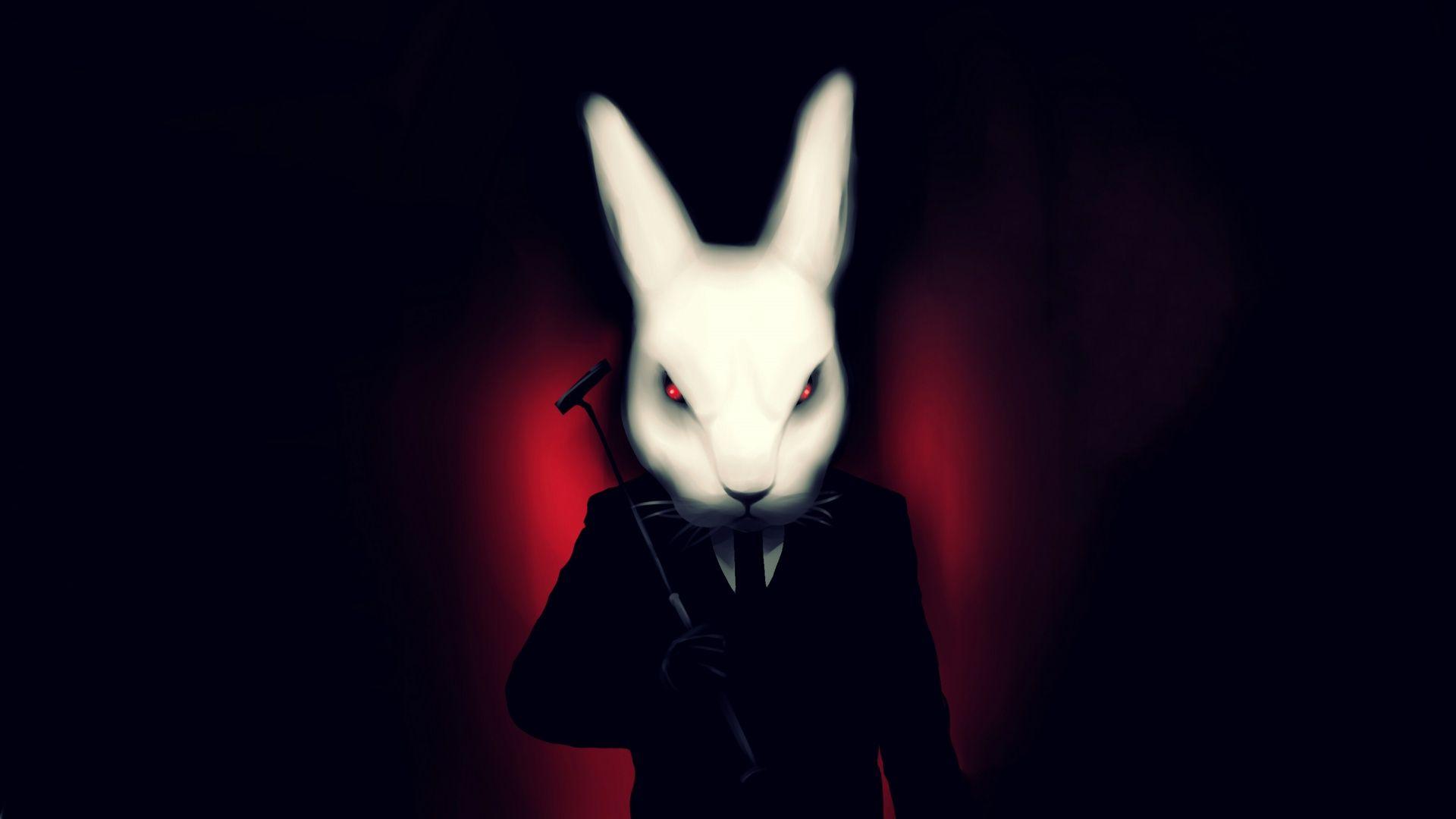 White rabbit artwork Wallpaper