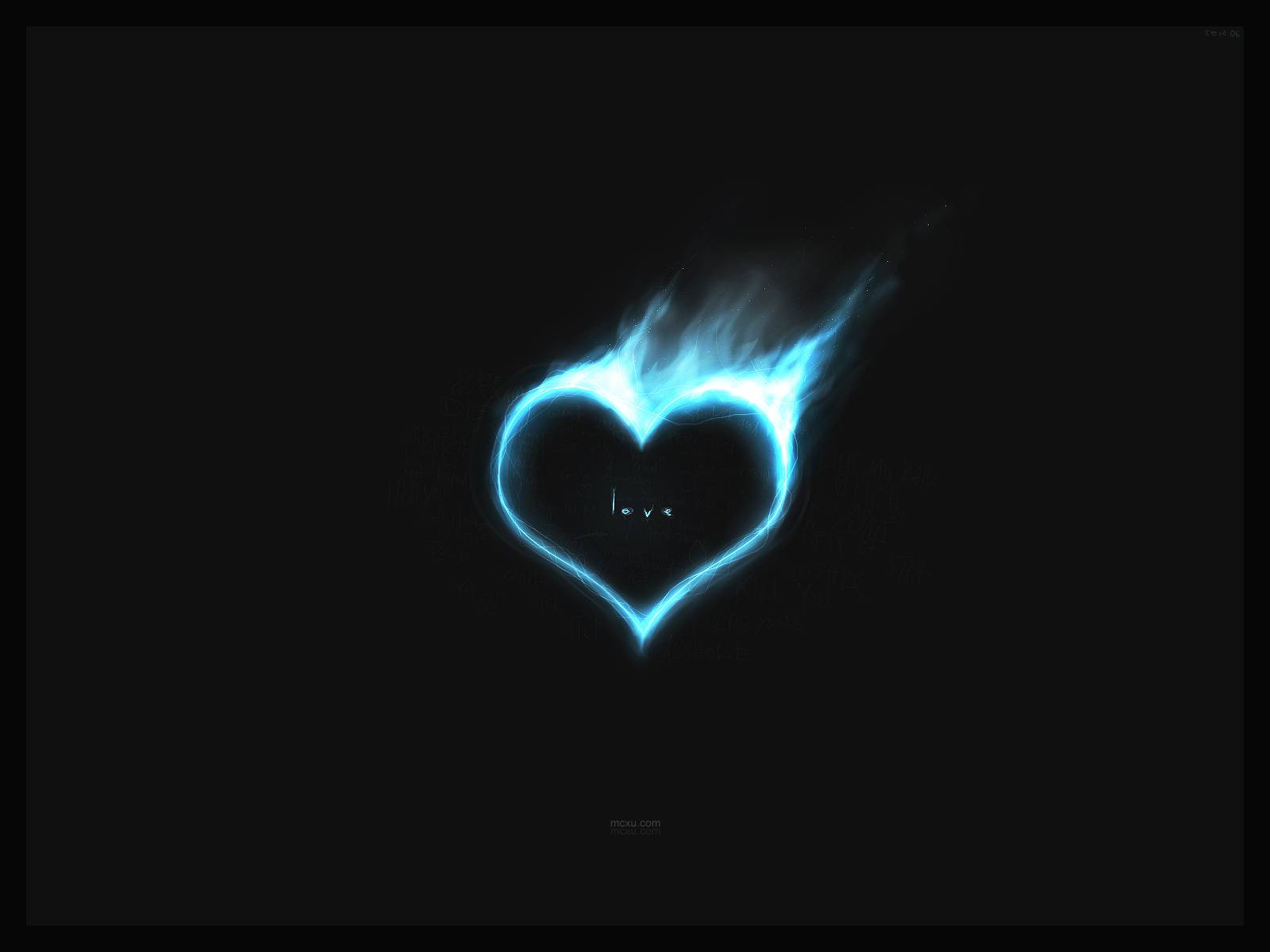 Flaming Blue Heart Wallpaper