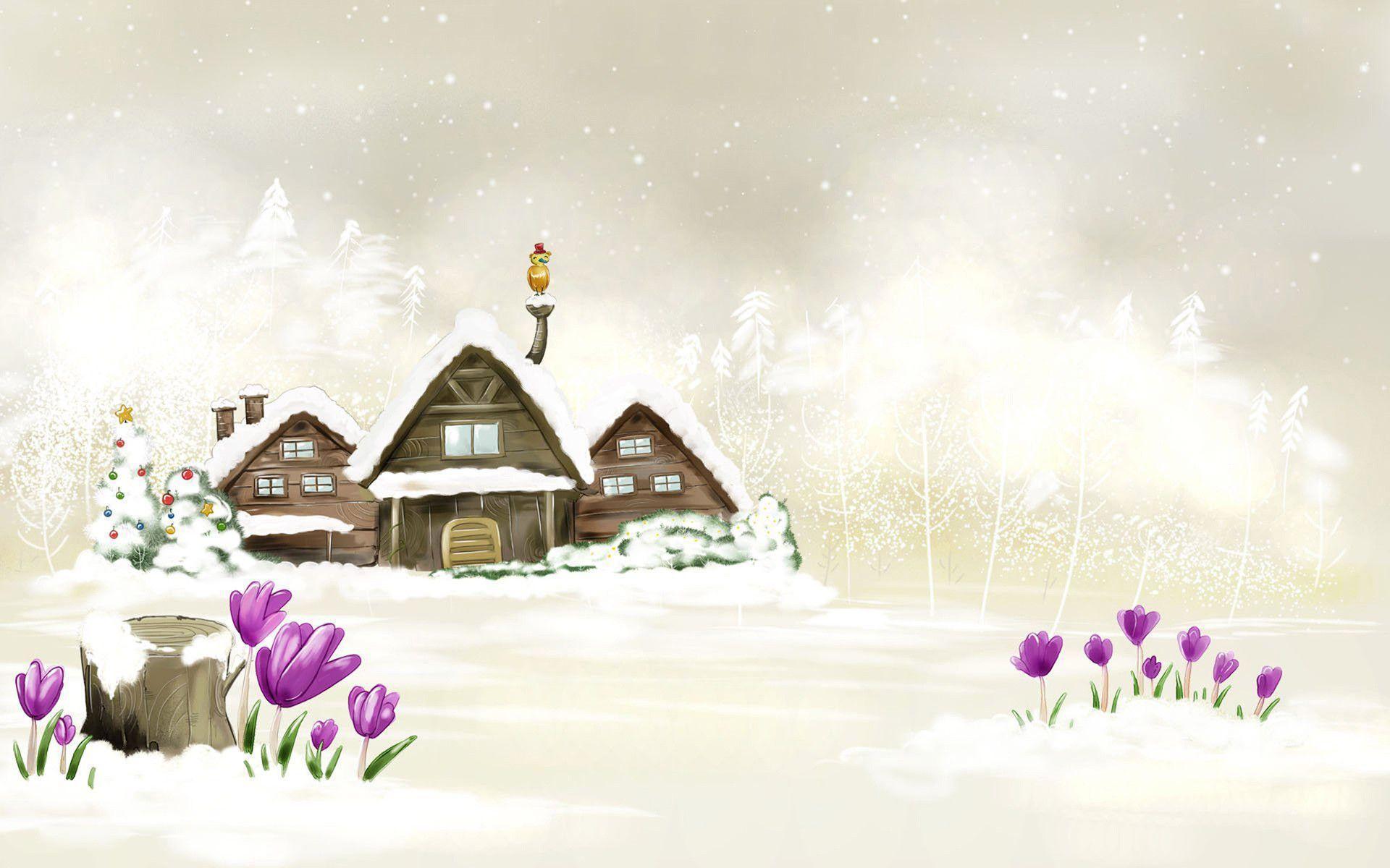 Christmas Snowy Houses wallpaper