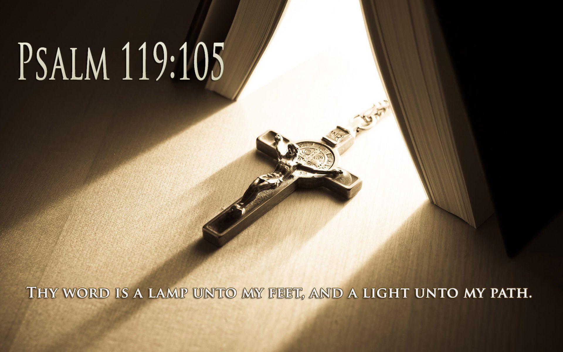 Psalm 119:105 Cross And Bible HD Wallpaper