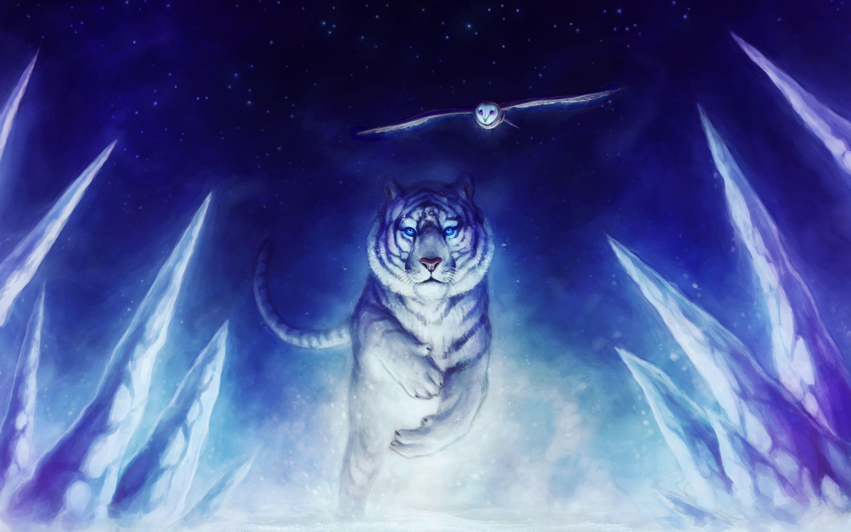 White Tiger Owl Art Wallpaper Desktop, HQ Background. HD