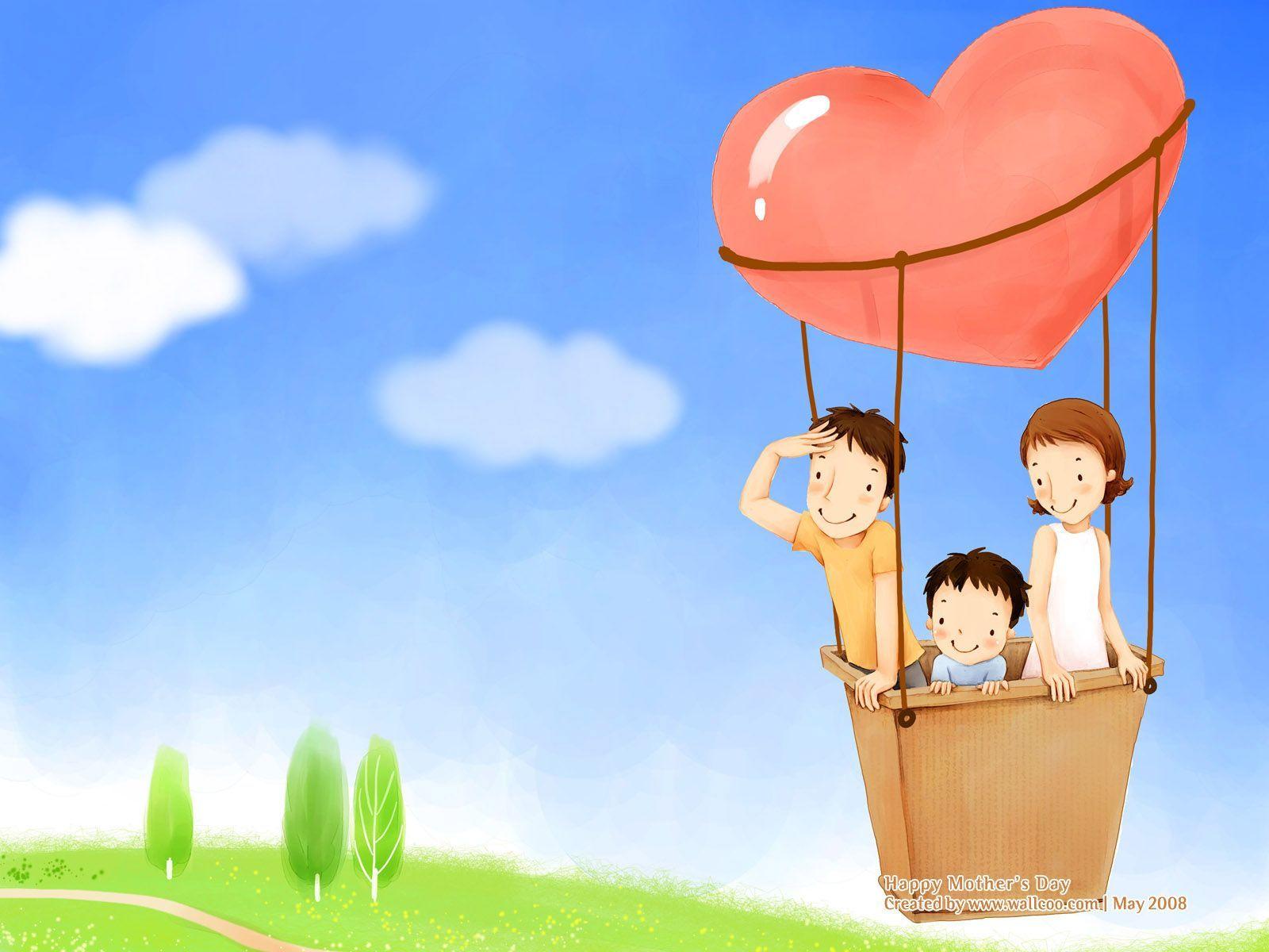 High Resolution Cartoon Illustraion of Family Love 1600x1200 NO.4