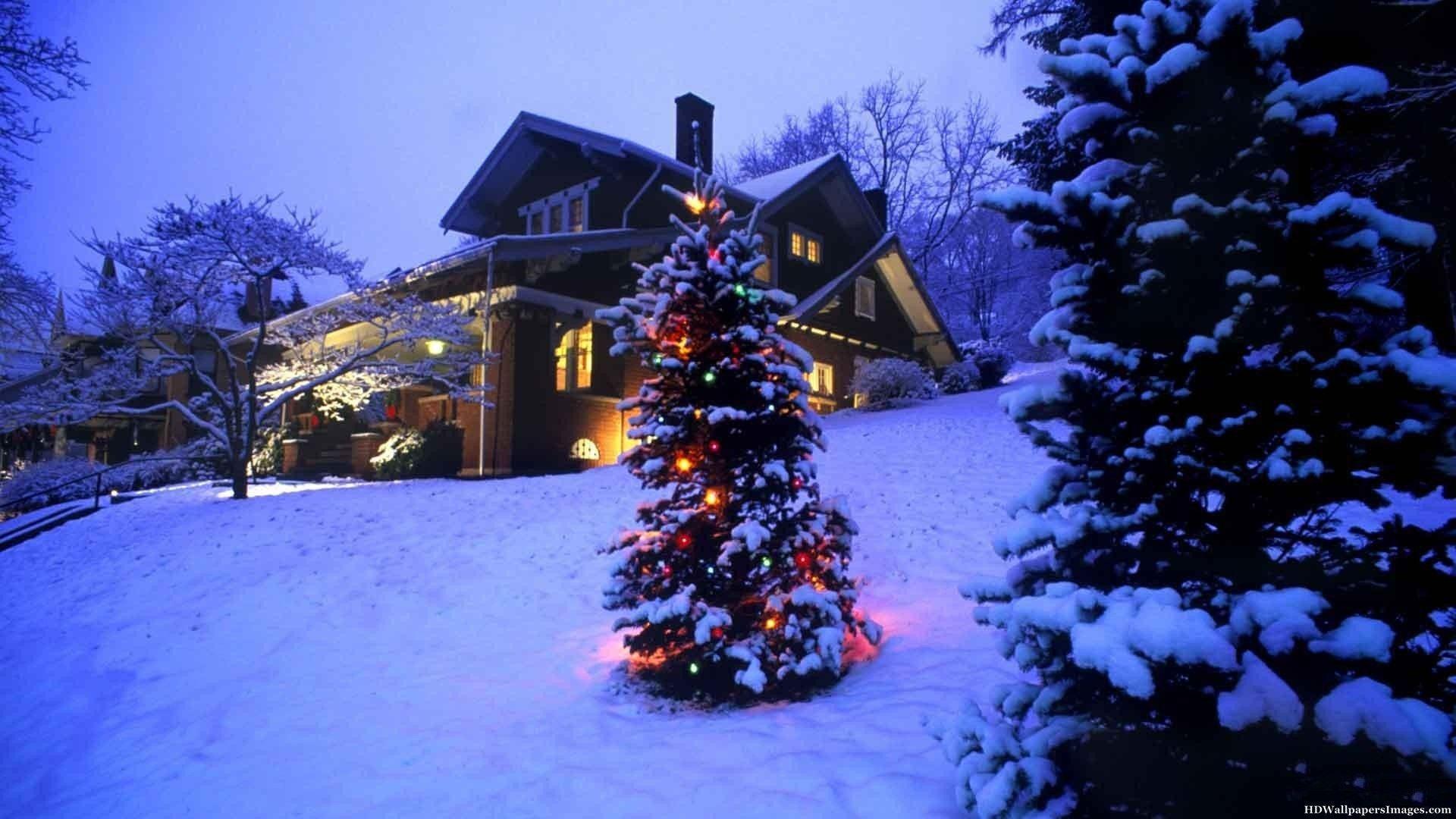 Christmas Cottage Beautiful Image. HD Wallpaper Image