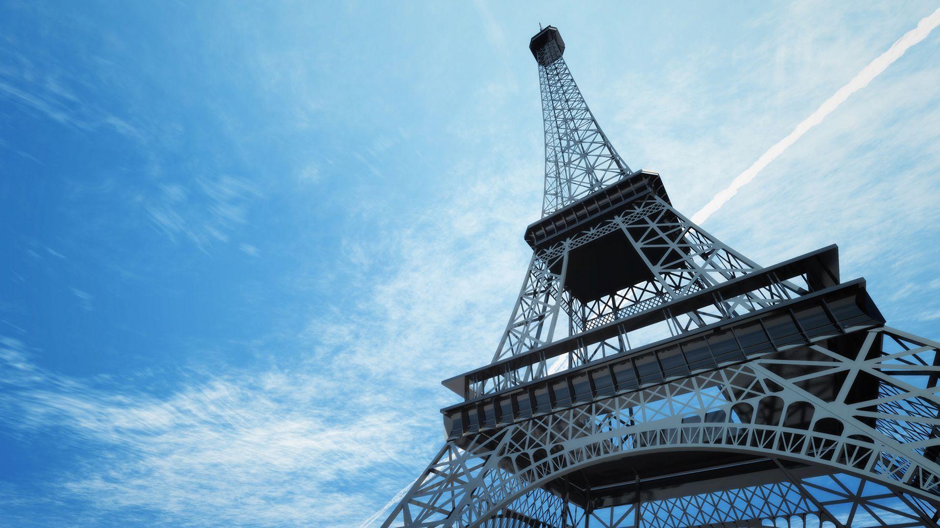 Eiffel Tower Blue Sky Wallpaper