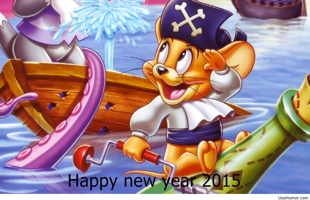 Happy new year 2015 creative funny wallpaper with Disney cartoons