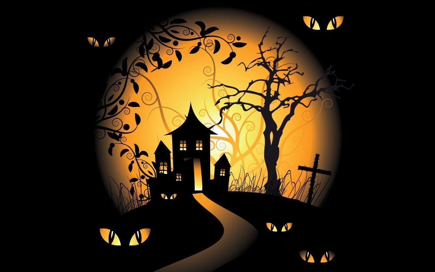 halloween spooky digital HD wallpaper