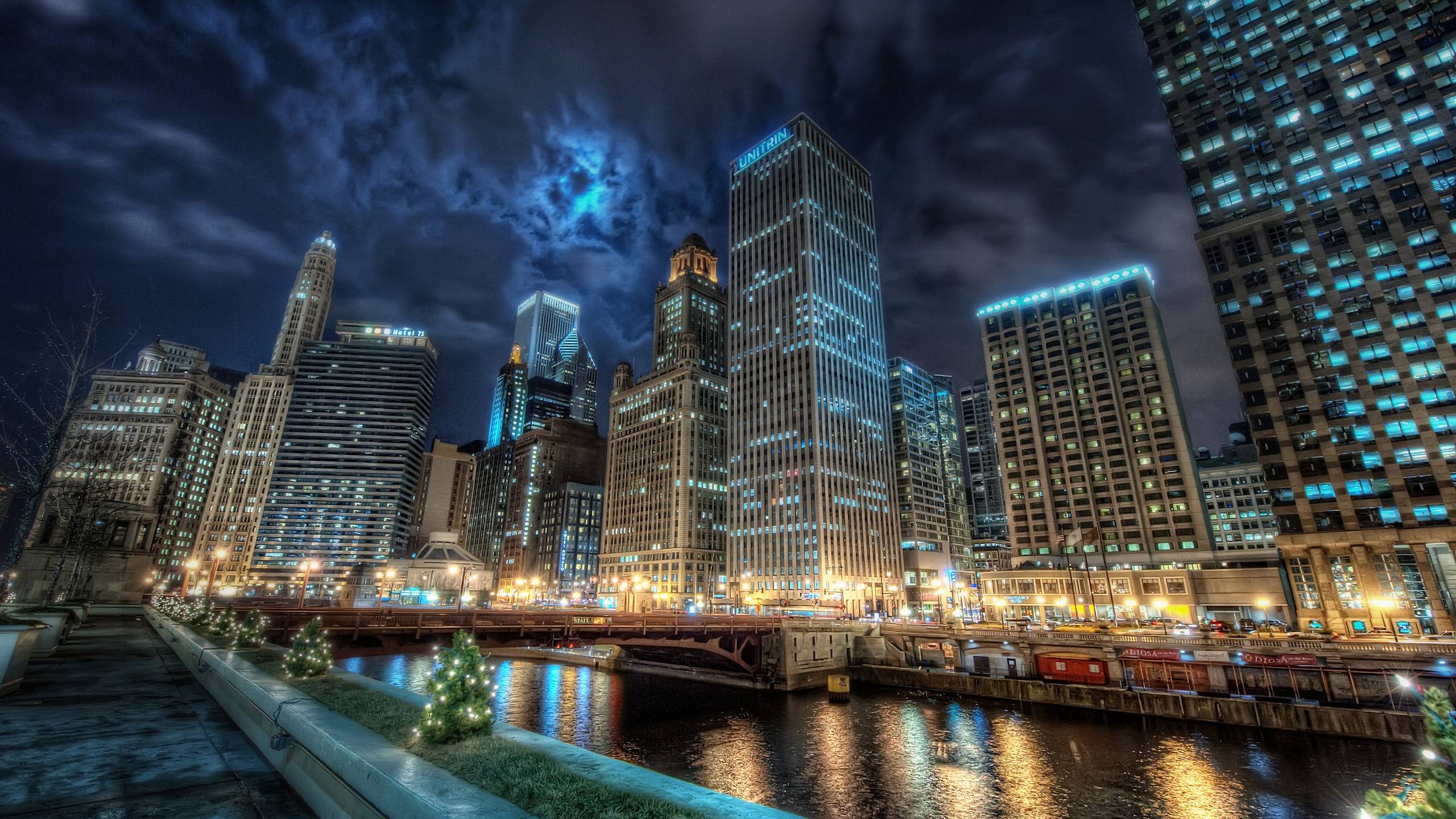 Chicago city night lights Wallpaperx1440 resolution