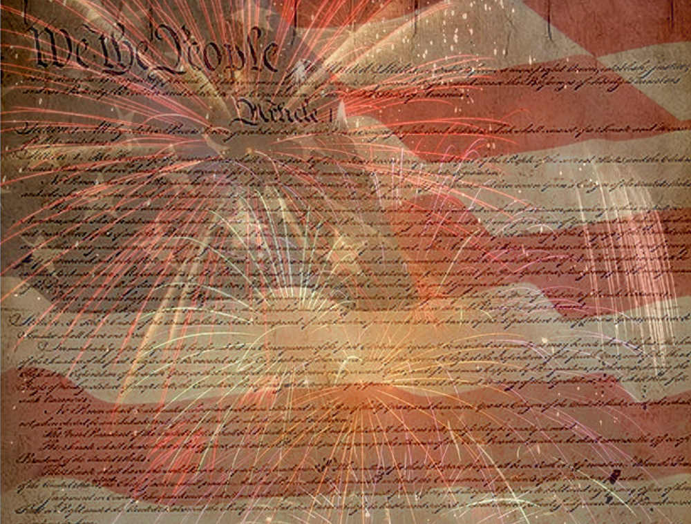Free July 4 Collage Constitution Flag And Fireworks Backgrounds