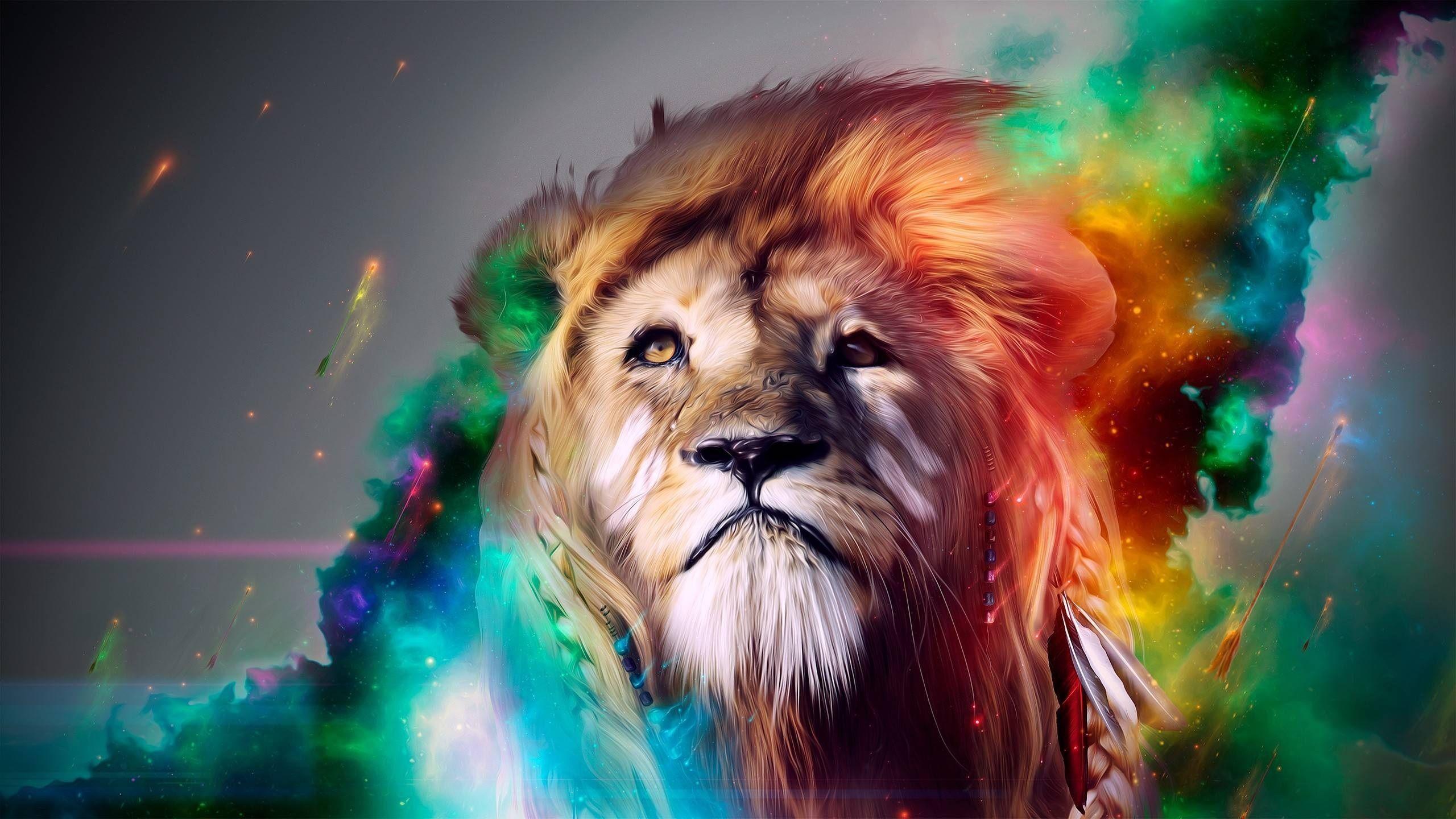 Trippy Colorful Lion