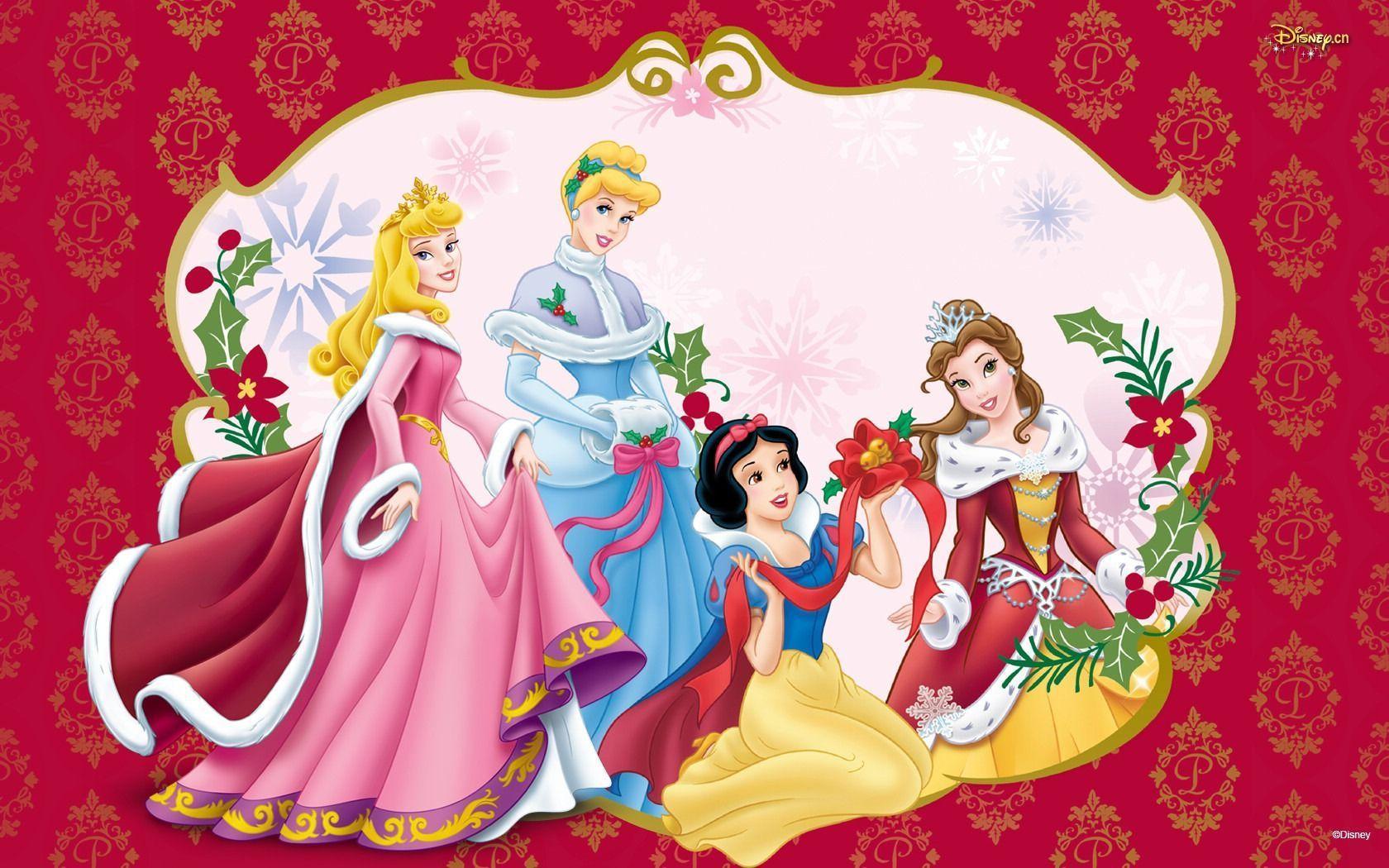 Disney Princesses At Christmas Christmas Wallpaper