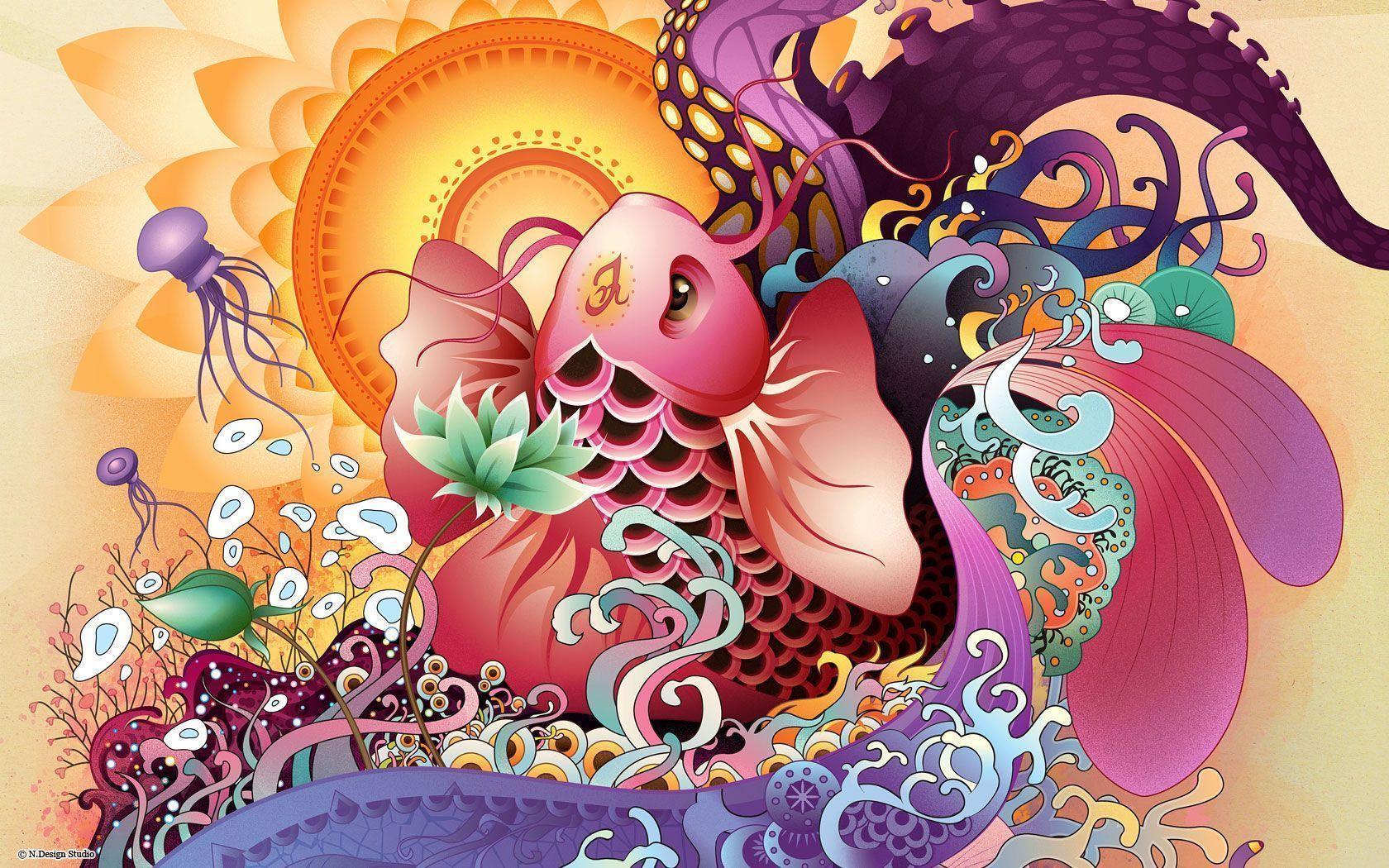 Abstract Koi Painting HD Picture 4 HD Wallpaper