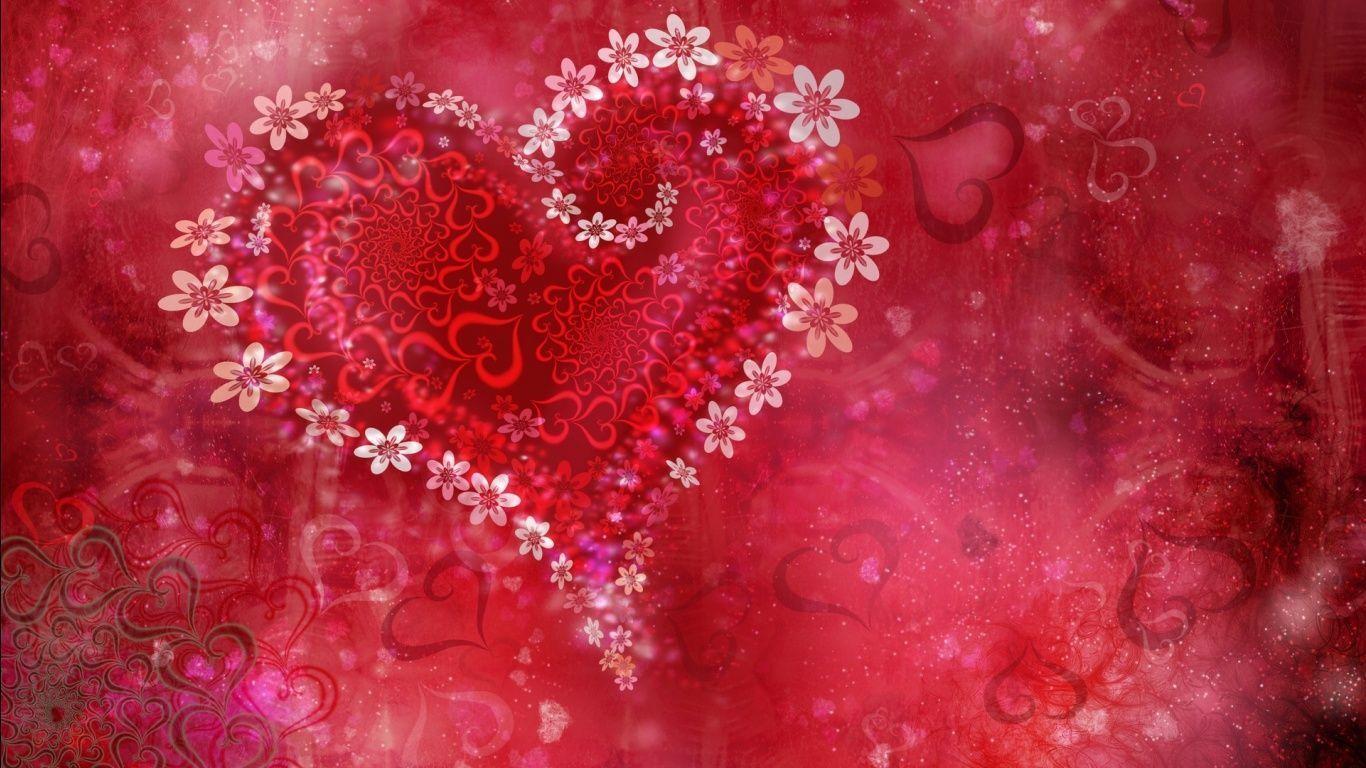 Heart Flowers Desktop Wallpaper
