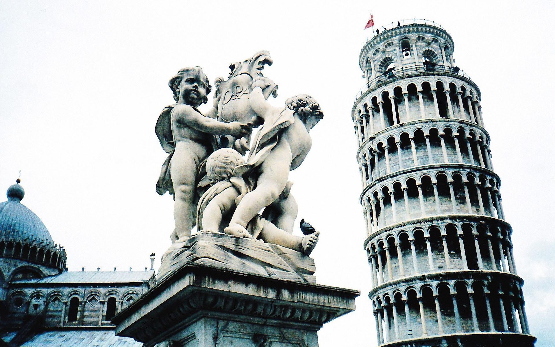 Pisa Tower Statue Wallpaper. Travel HD Wallpaper