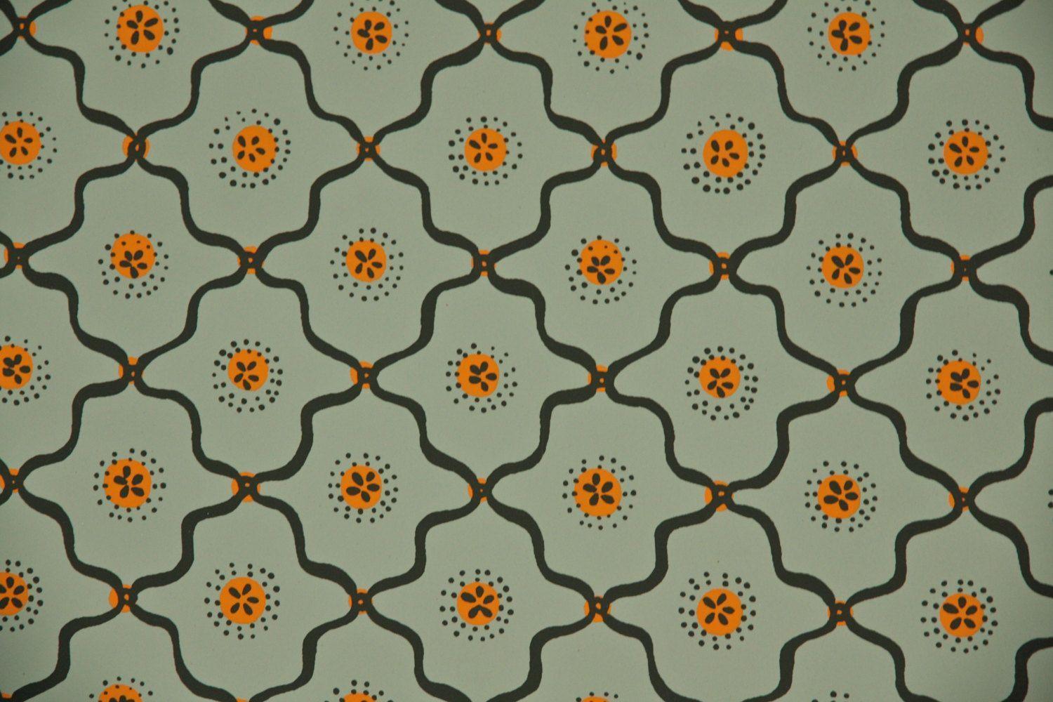 1950&;s Vintage Wallpaper Gray Green And