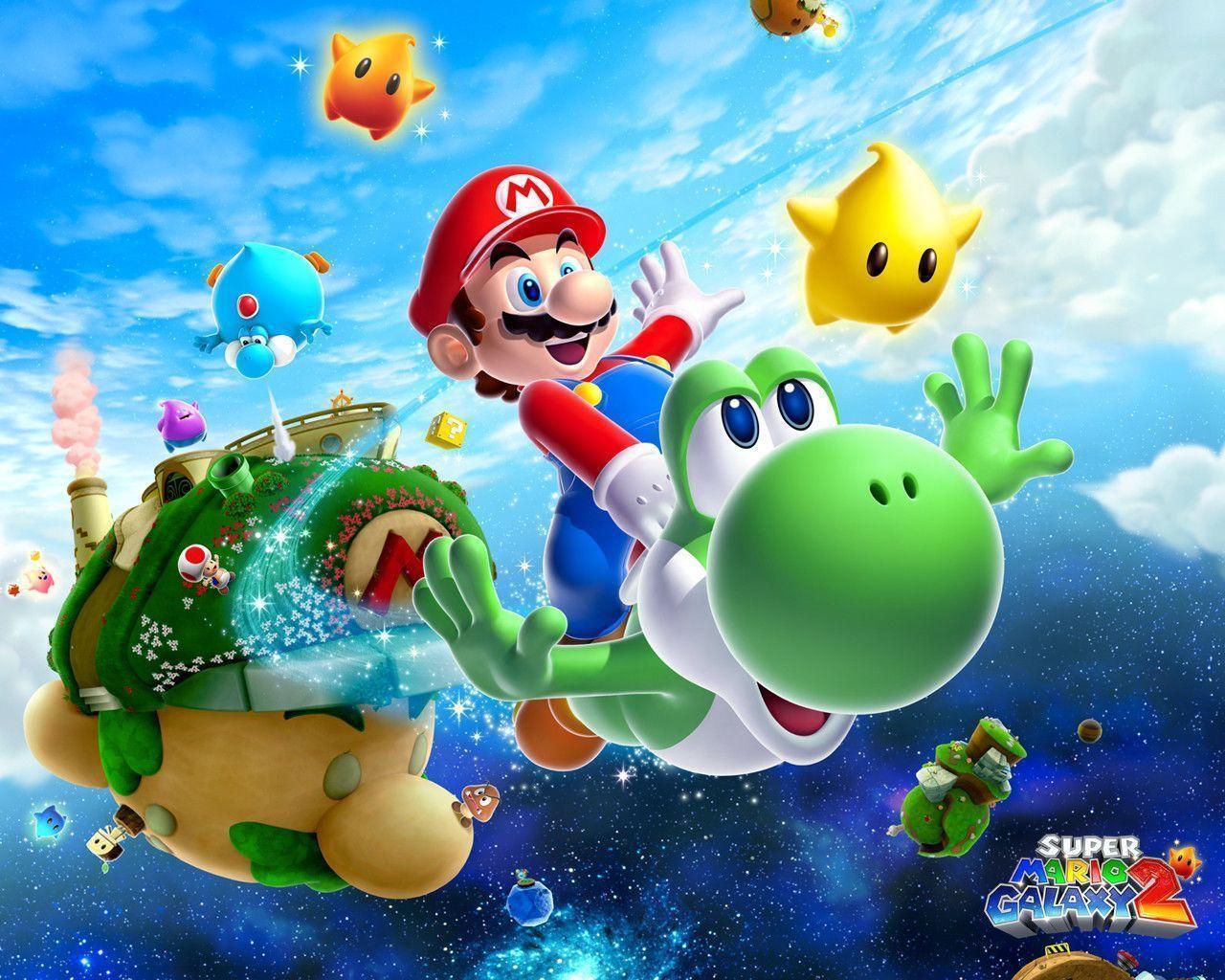 Mario Yoshi Games Wallpaper Image featuring Super Mario
