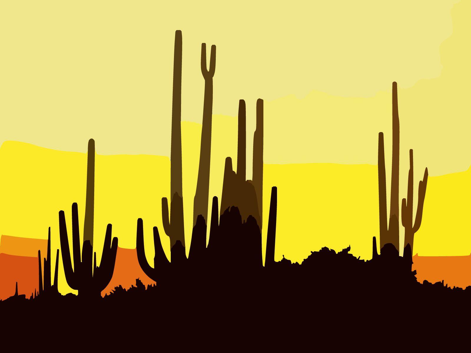 Saguaro Cactus At Sunset Arizona PPT Background, Nature