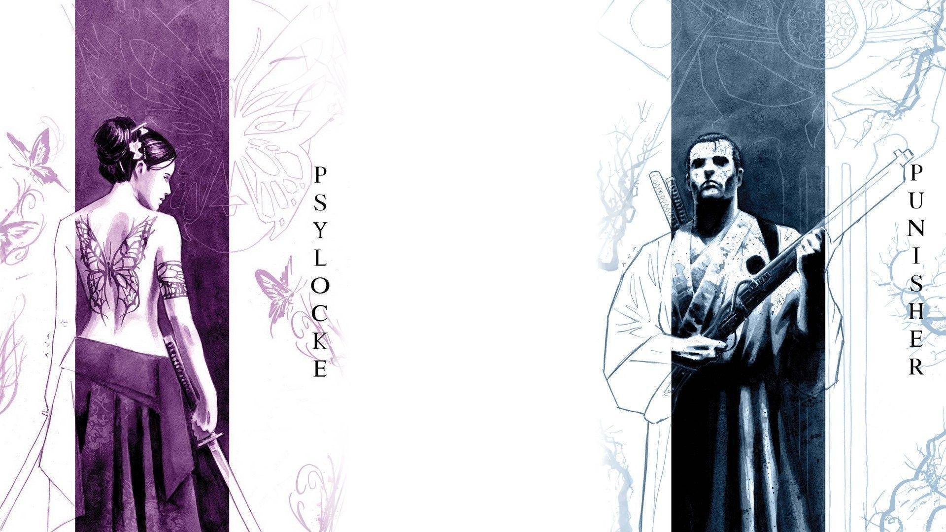 Psylocke & The Punisher Marvel Superheroes wallpaper #