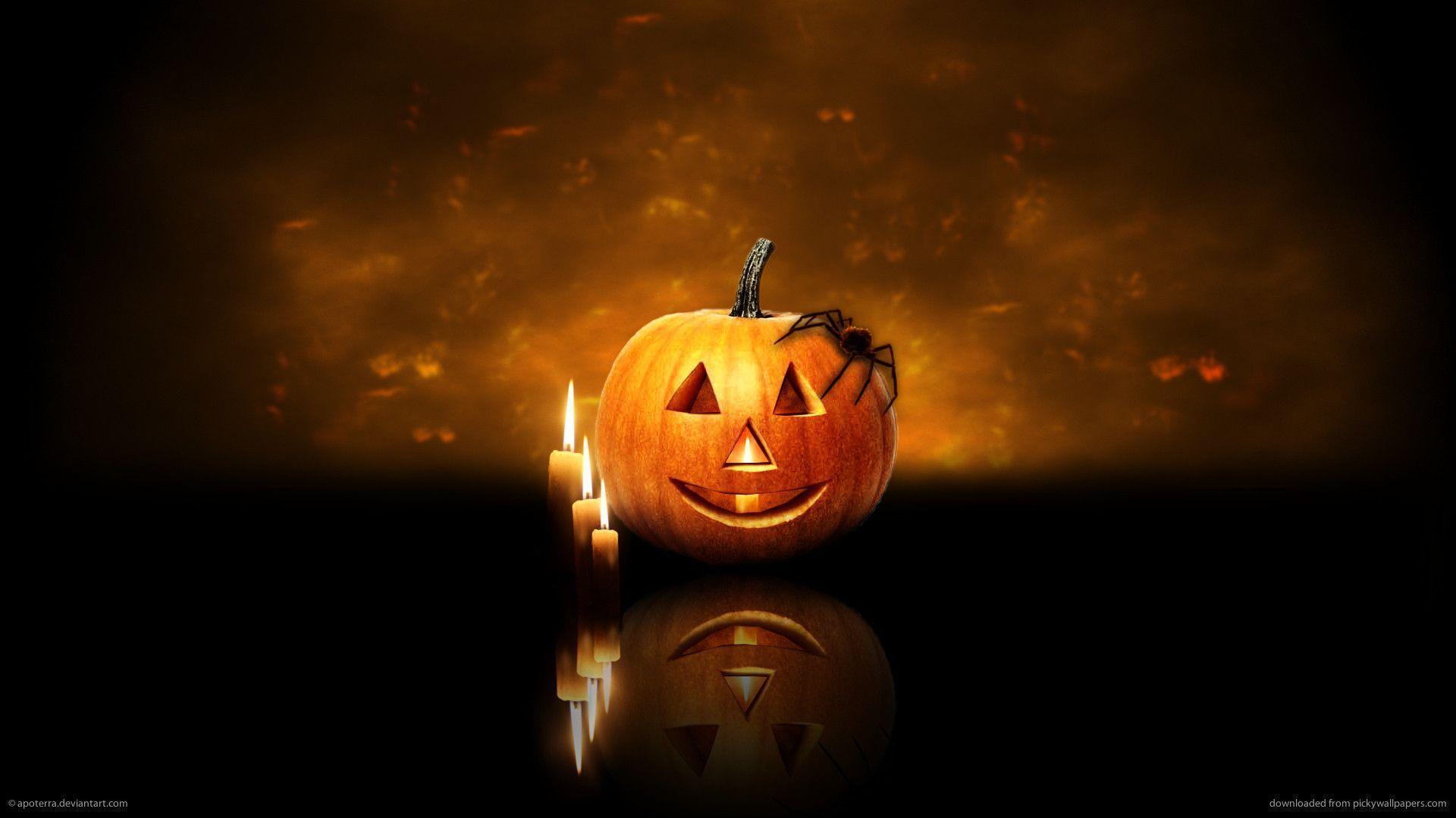Download 1920x1080 Halloween Pumpkin And Candles Wallpaper