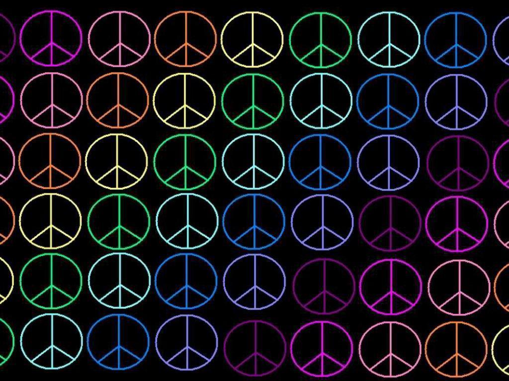 Wallpaper For > Neon Colored Peace Signs Background