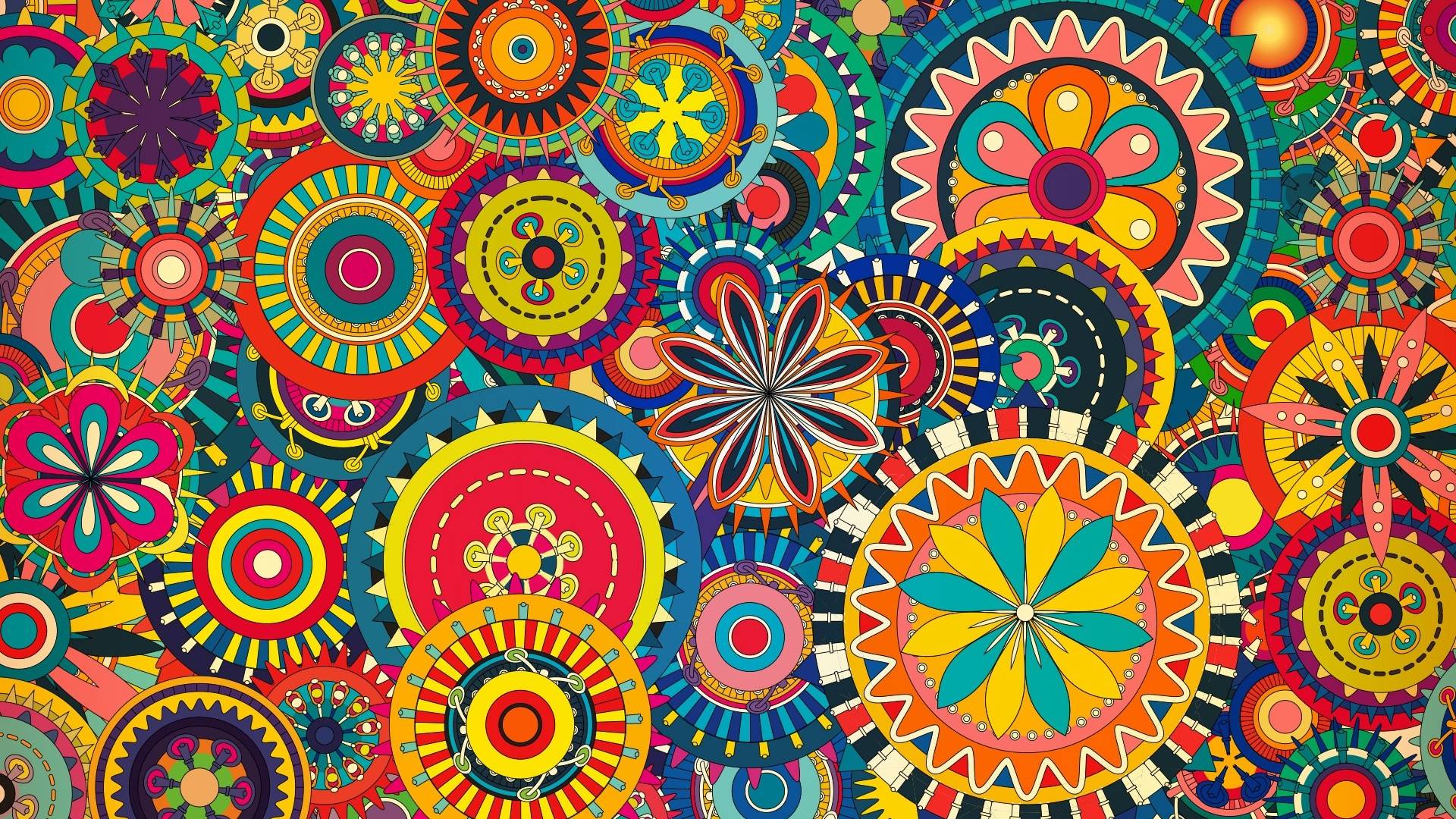 Multicolored Floral Shapes Desktop Pc And Mac Wallpaper