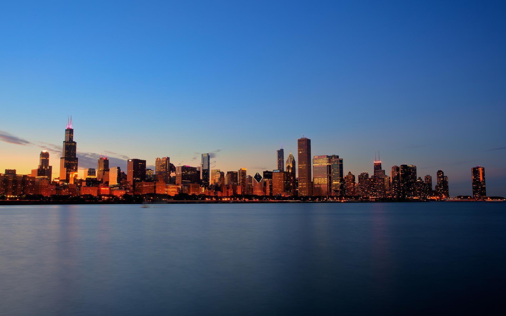 Chicago night skyline wallpaper
