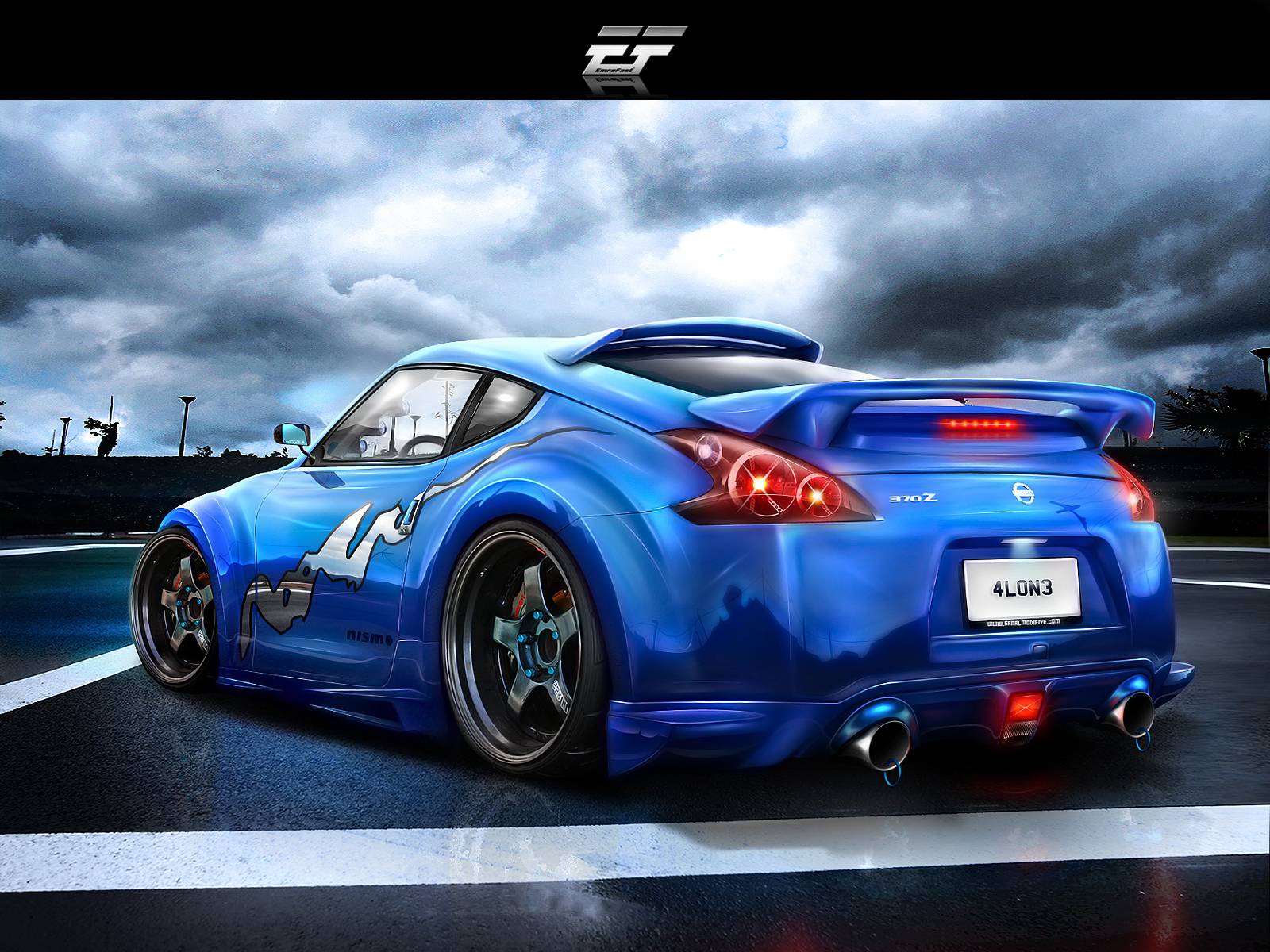 Animated Edited Wallpaper Nissan 370Z Blue Sport Car Ready To Race