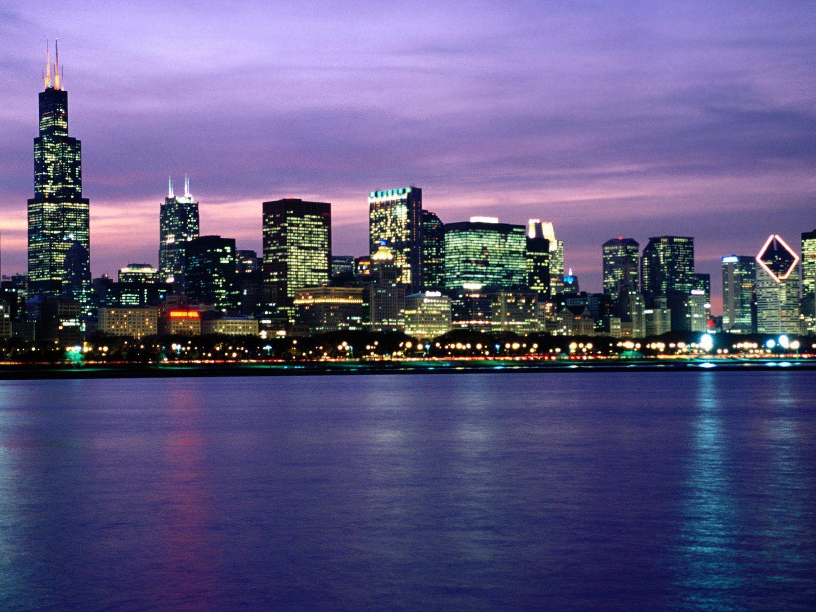 Chicago city Skyline Illinois Wallpaper wide