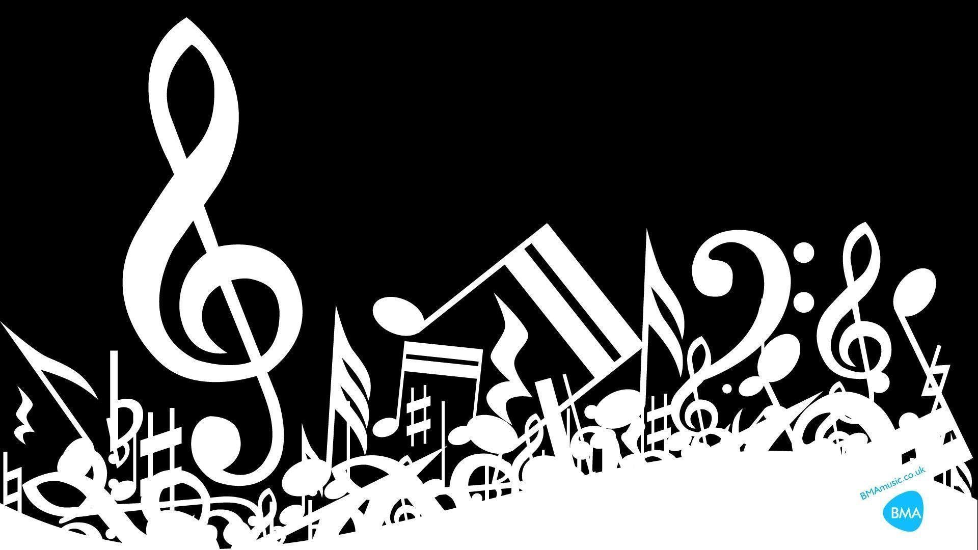 Black And White Treble Clef Musical Notes Wallpaper. Foolhardi