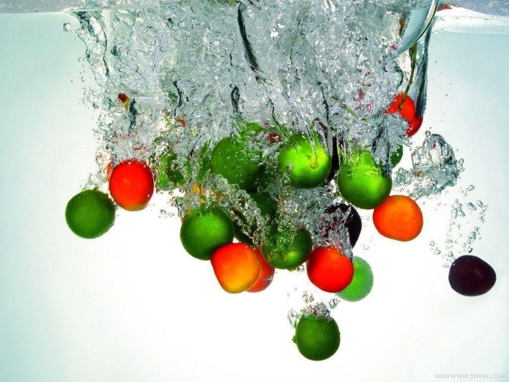 3D Fresh Fruit Water Milk Wallpaper