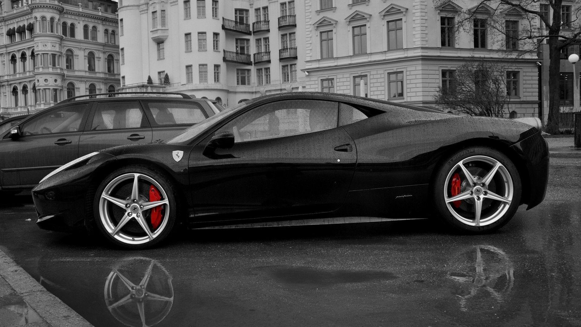 Flat Black Ferrari Wallpaper