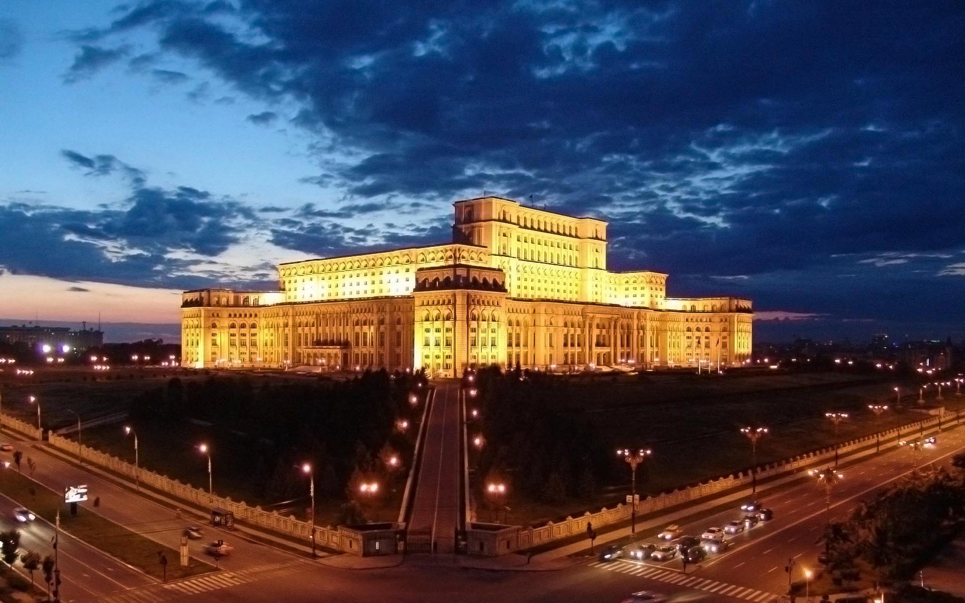 House of Parliament, Bucharest, Romania widescreen wallpaper. Wide