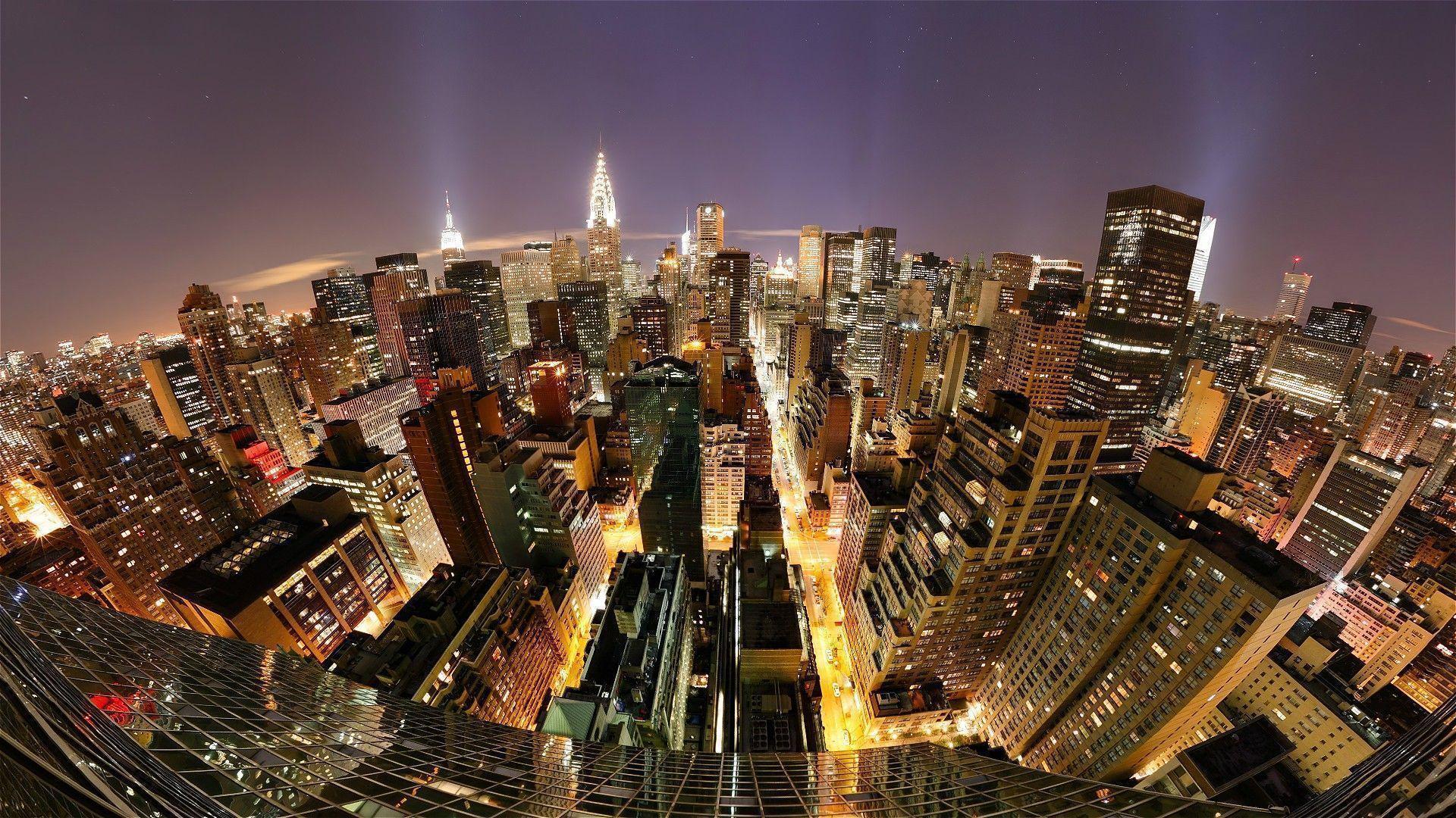 New York City At Night Background Wallpaper