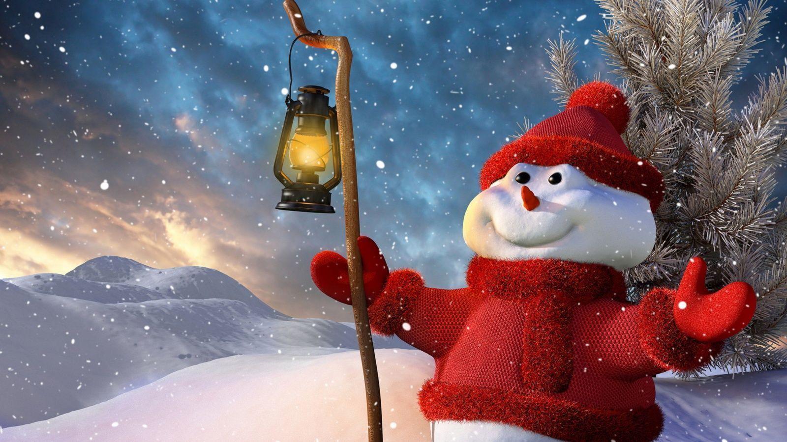 Christmas Snowman Desktop Wallpaper and Photo