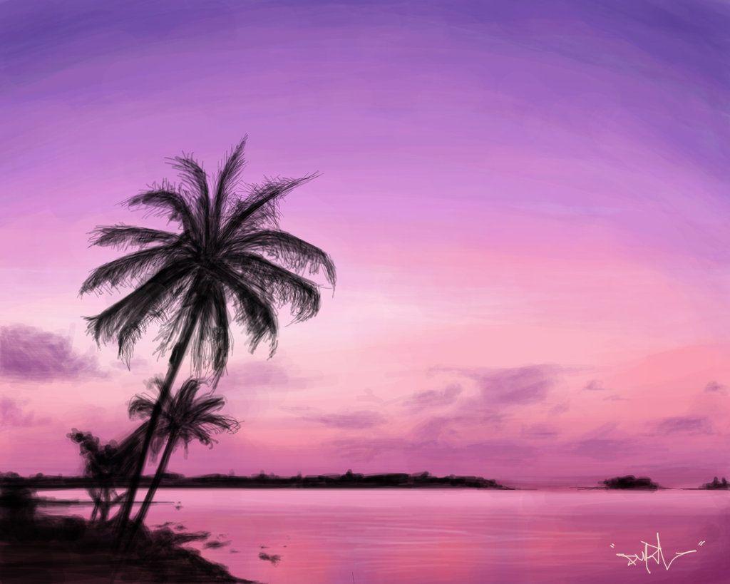 Wallpaper For > Palm Tree Background Purple