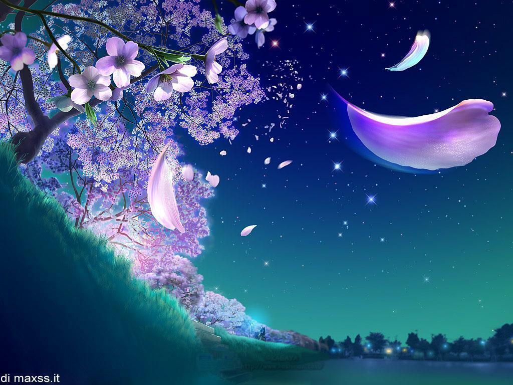 Featured image of post High Resolution Night Cherry Blossom Wallpaper Black haired female anime character illustration