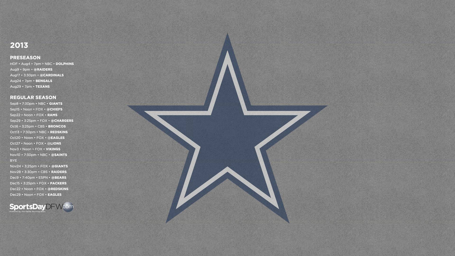 Download our Dallas Cowboys schedule wallpaper for your iPhone