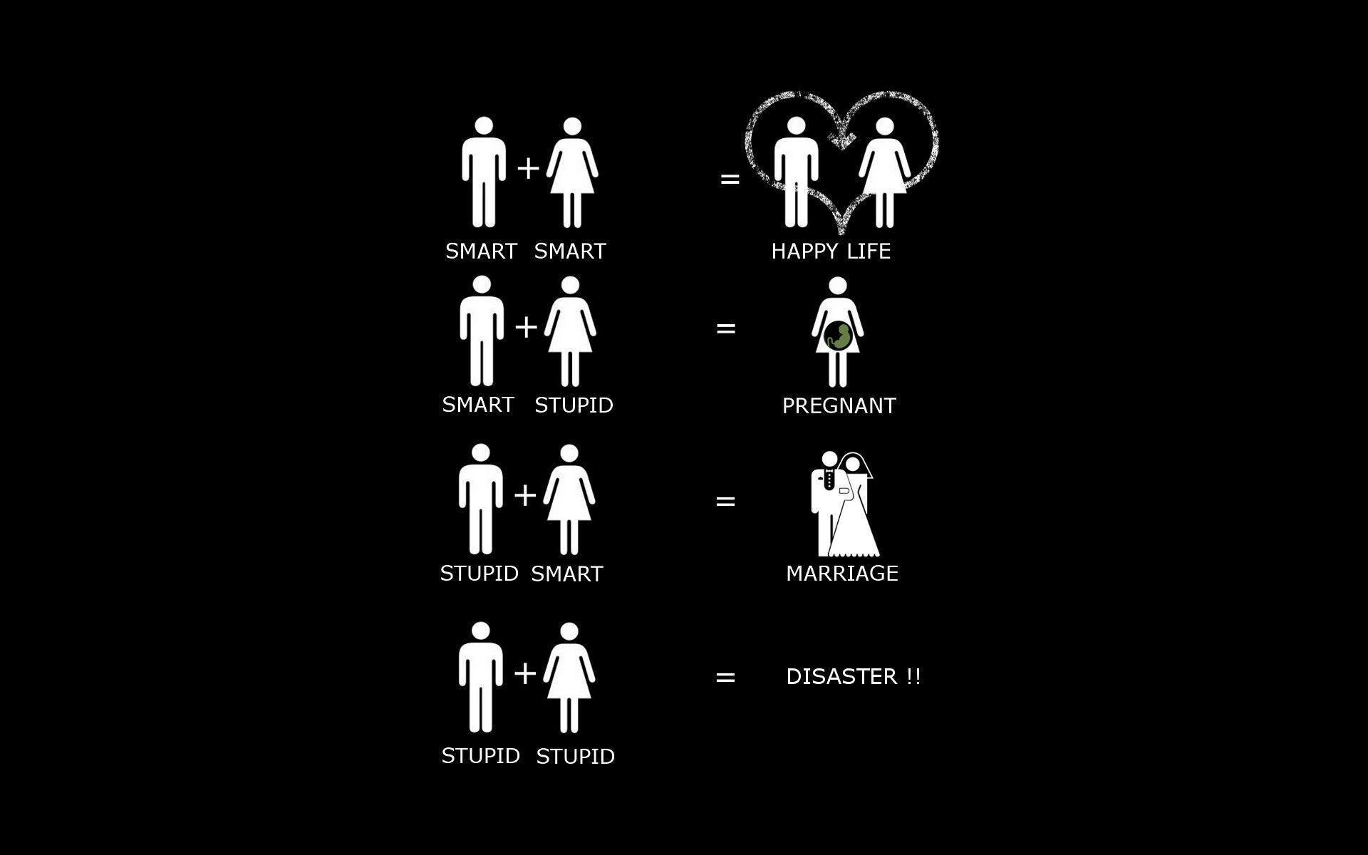 Human, woman, smart, stupid, marriage, disaster wallpaper