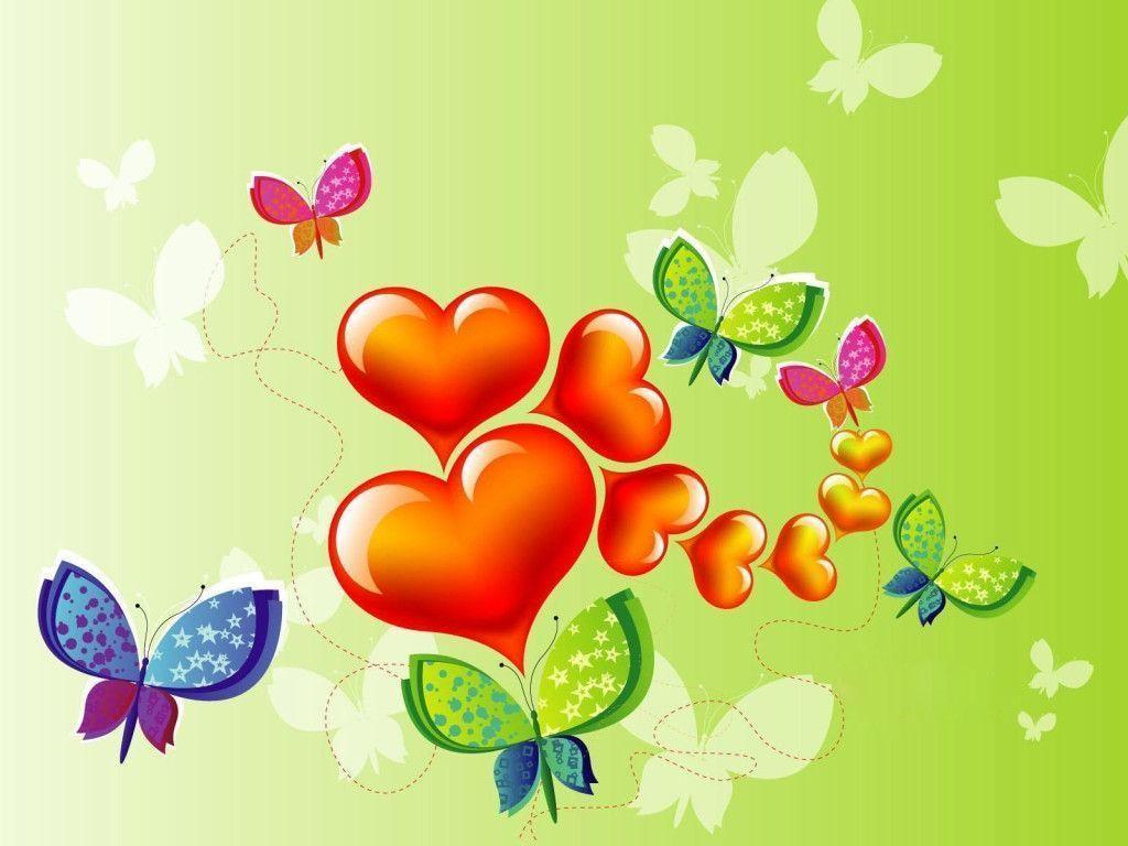Butterflies And Hearts Free iPad HD Wallpaper