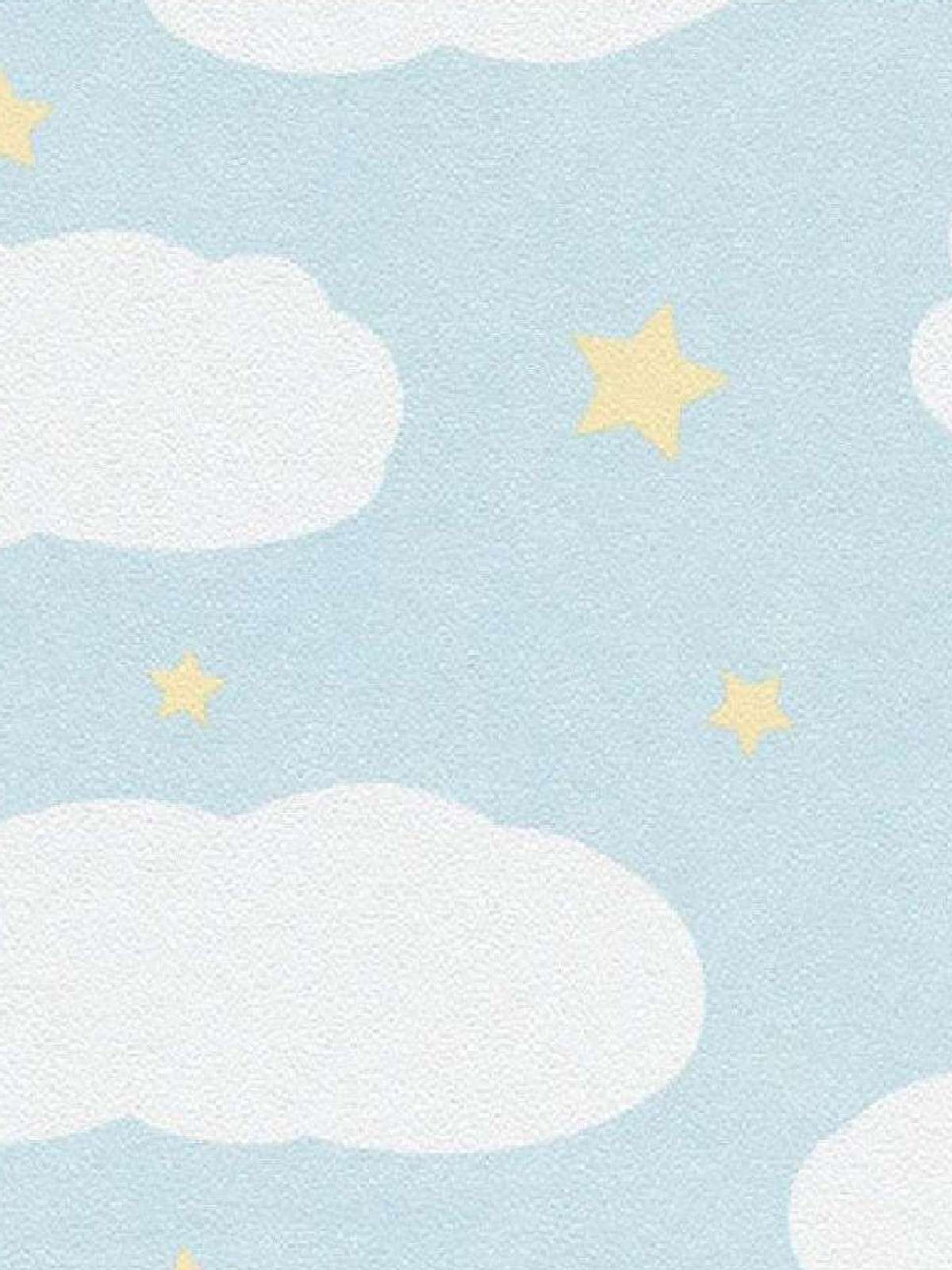 Pastel Blue Clouds and Stars Wallpaper
