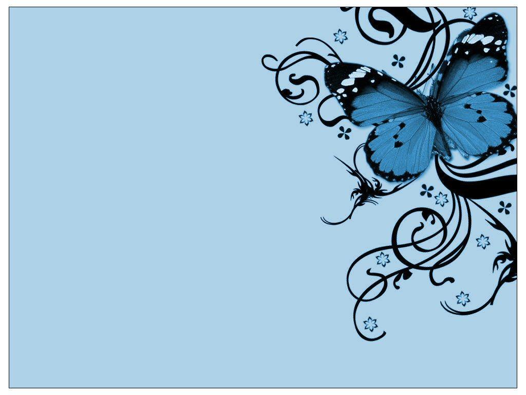 Wallpaper For > Blue Butterflies Background