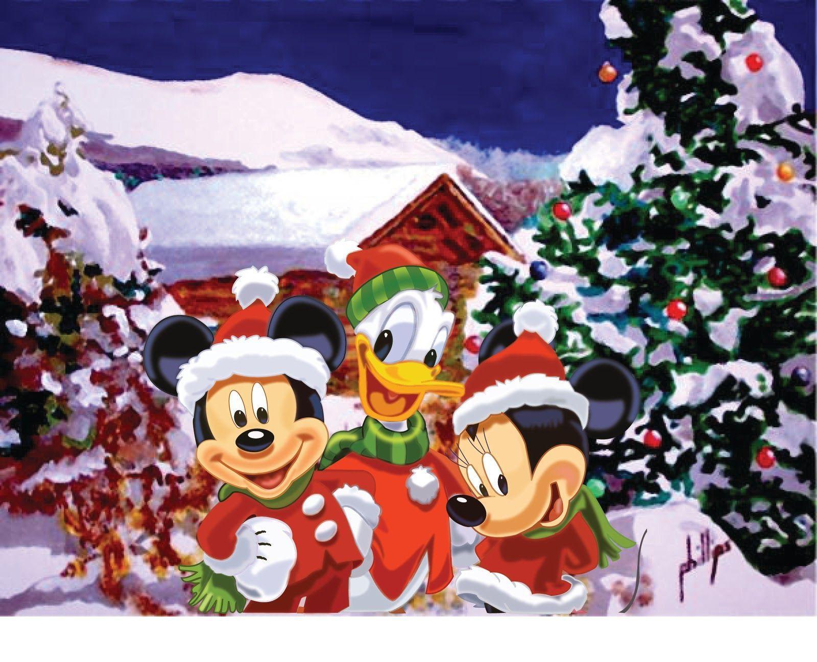 Mickey Mouse Christmas Picture Color Download Wallpaper