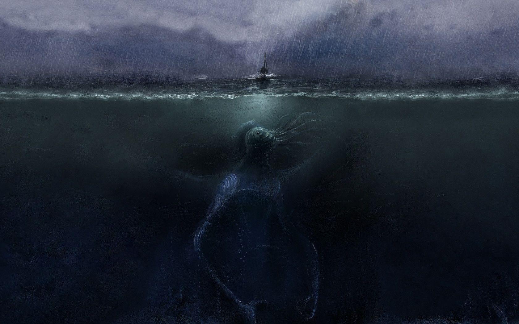 HD wallpaper Fantasy Sea Monster Battle Creature Underwater Warrior   Wallpaper Flare