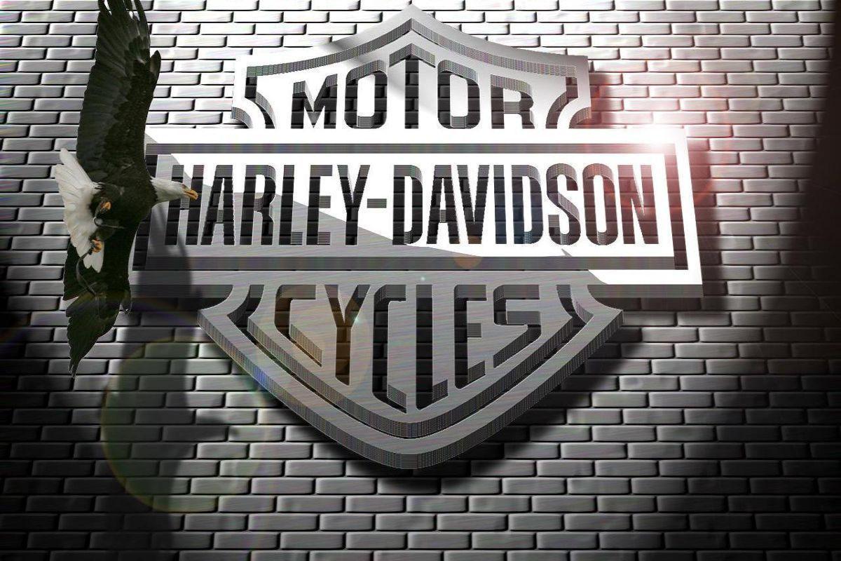 Harley Davidson Logo Aguila 3D Ladrillo Wallpaper Download